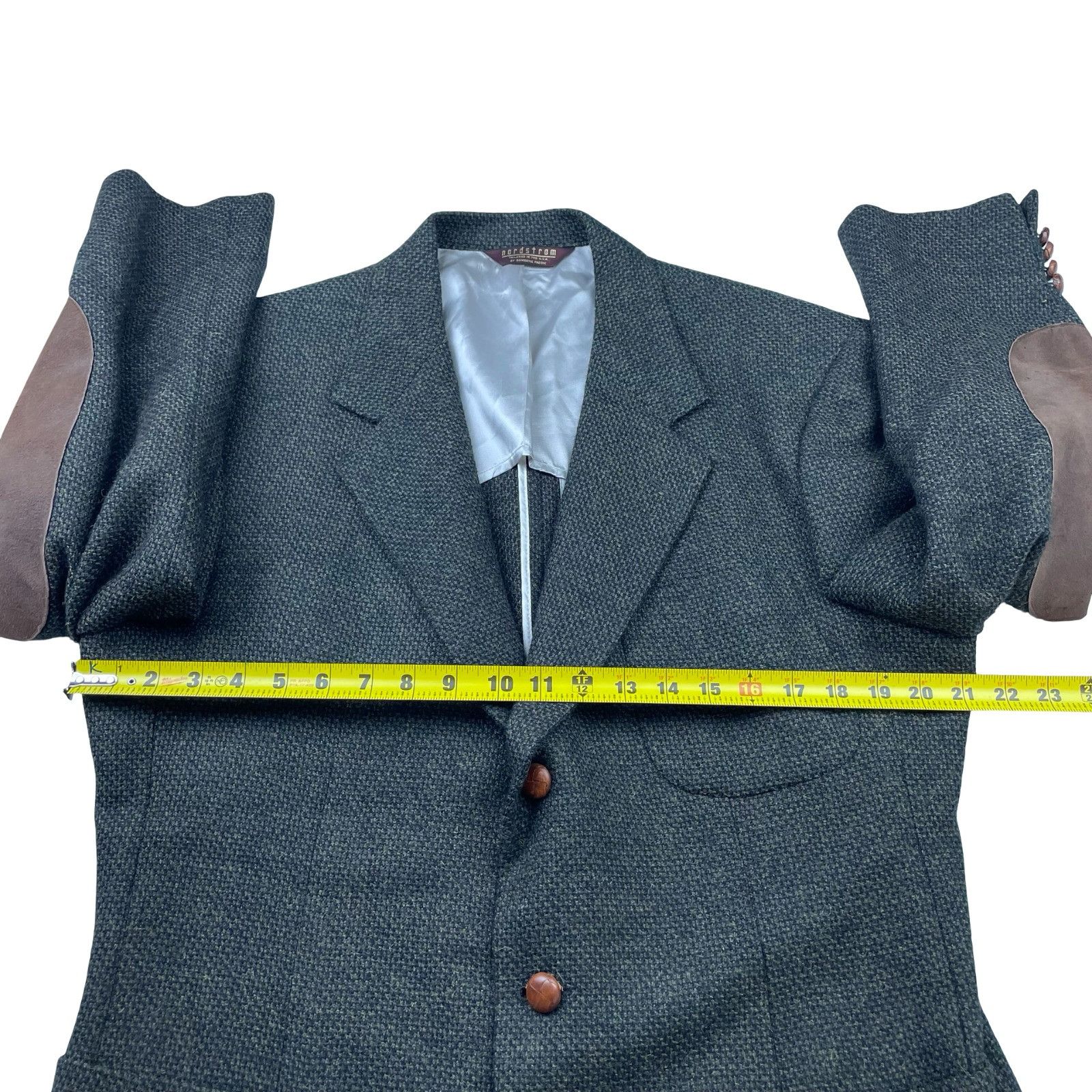 Nordstrom Nordstrom Men's 100% Wool 3-Button Tweed Blazer Green/Elbow Size 42L - 9 Thumbnail