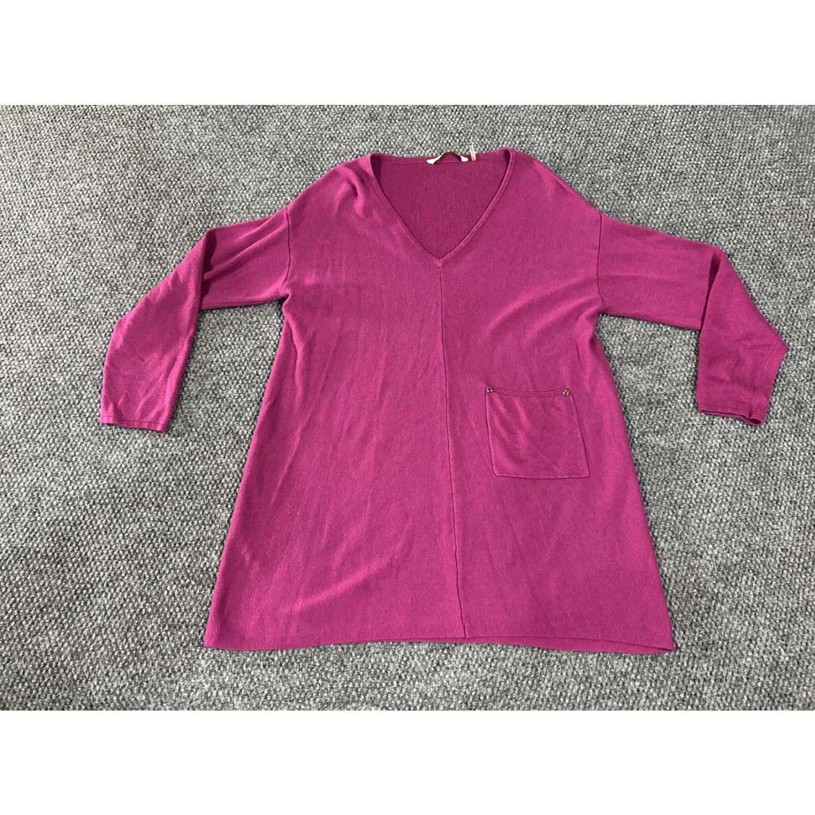 Soft Surroundings VINTAGE? No. Soft Surroundings Sweater Dress Womens L Pink V-Neck Tunic Long Sleeve Knit—Casual, 3/4 Sleeve, Pullover, Solid Knit Dress Size L / US 10 / IT 46 - 2 Thumbnail