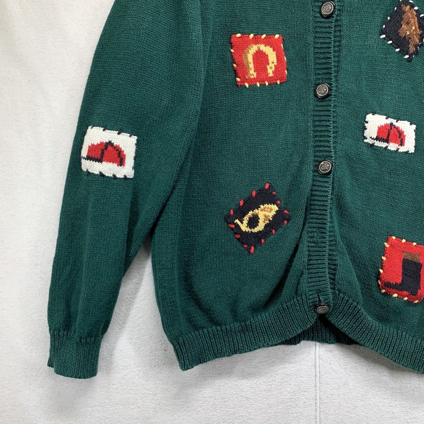 Gloverall VINTAGE The Eagle’s Eye Women’s Sweater 90s Knit Pullover Long Sleeve Mock Neck Geometric Horse Embroidered Grunge Winter L Size L / US 10 / IT 46 - 7 Thumbnail