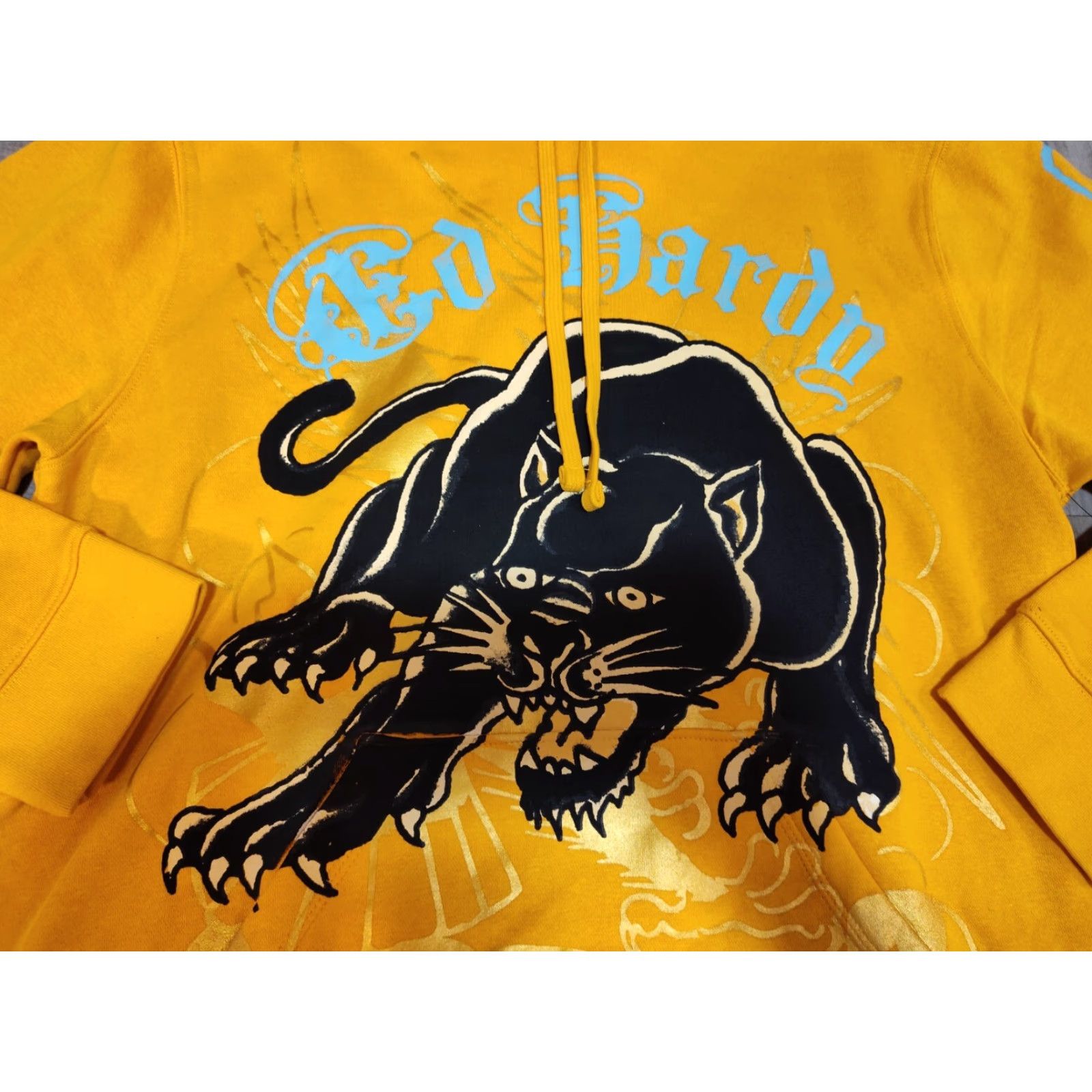 Ed Hardy VINTAGE ED HARDY Hoodie Shirt Mens L Graphic Print Hooded Pullover Yellow NWT New Size US L / EU 52-54 / 3 - 3 Thumbnail