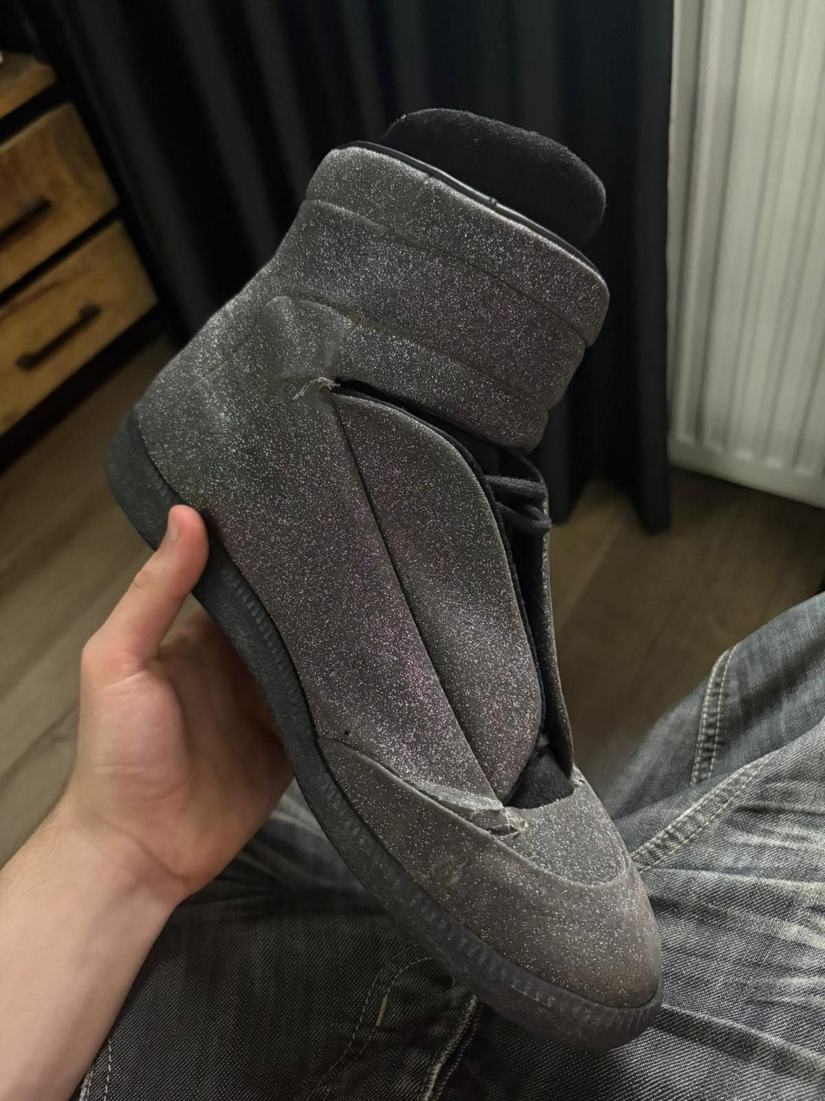 Maison Margiela Maison Margiela 2016 Grey Glitter Future High Top Sneaker Size US 11 / EU 44 - 5 Thumbnail