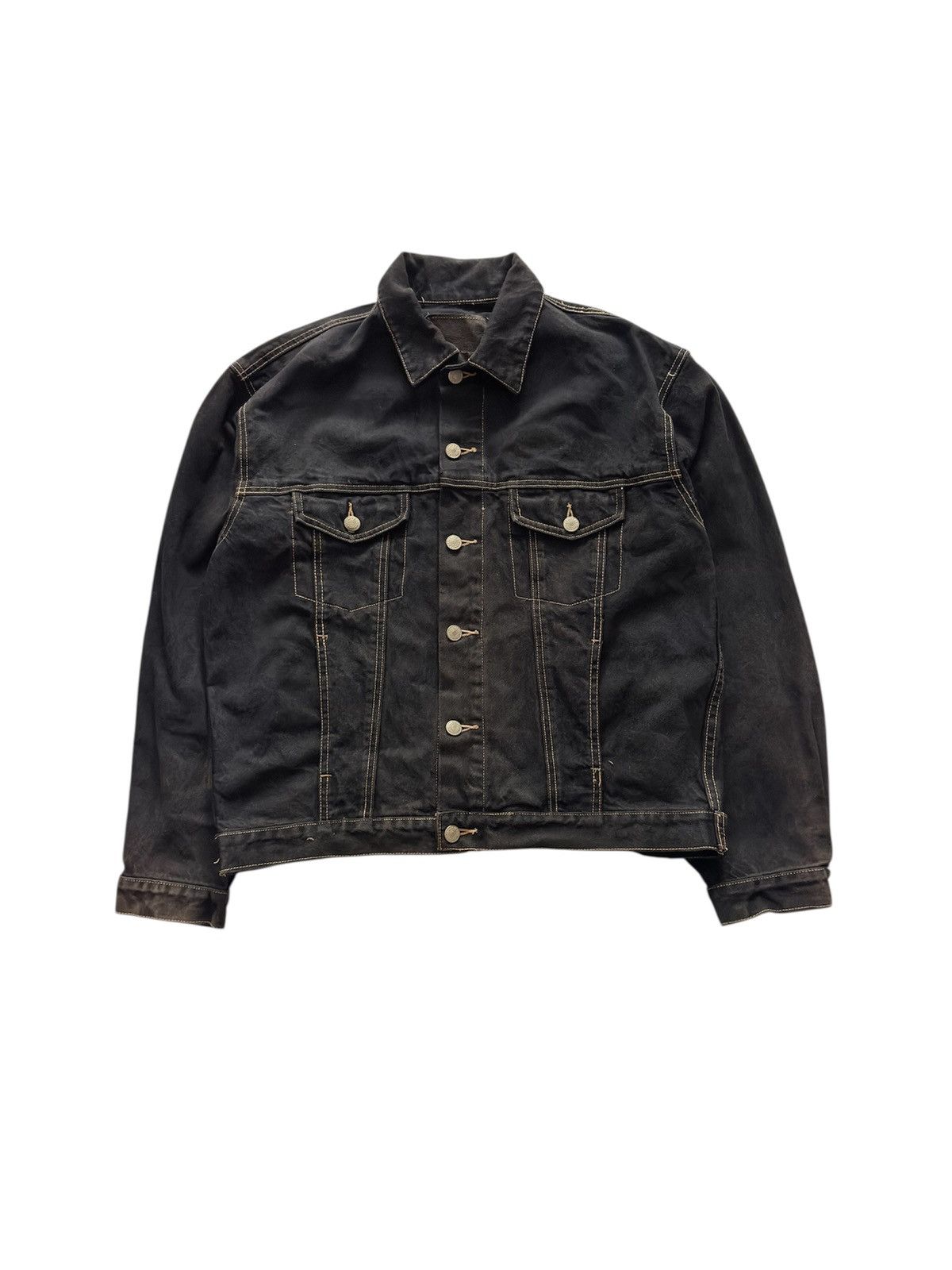 Japanese Brand THE PRIVATES Men's Denim Jacket, Size M,Black Size US M / EU 48-50 / 2 - 2 Thumbnail