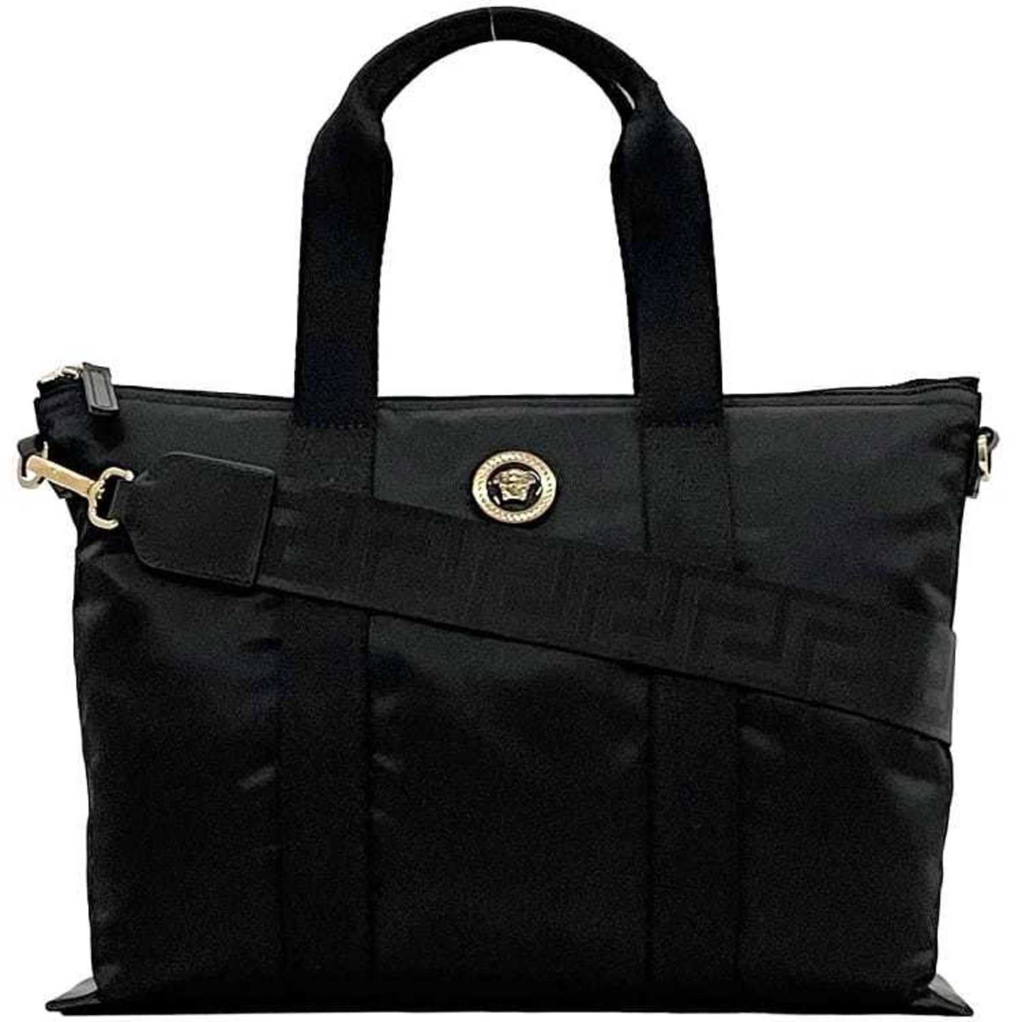 Versace 2-Way Tote Bag Ec-22924 Black Medusa 1013787 1A02155 Unused Nylon Leather Versace Crossbody Metal Fittings Unisex, Women's