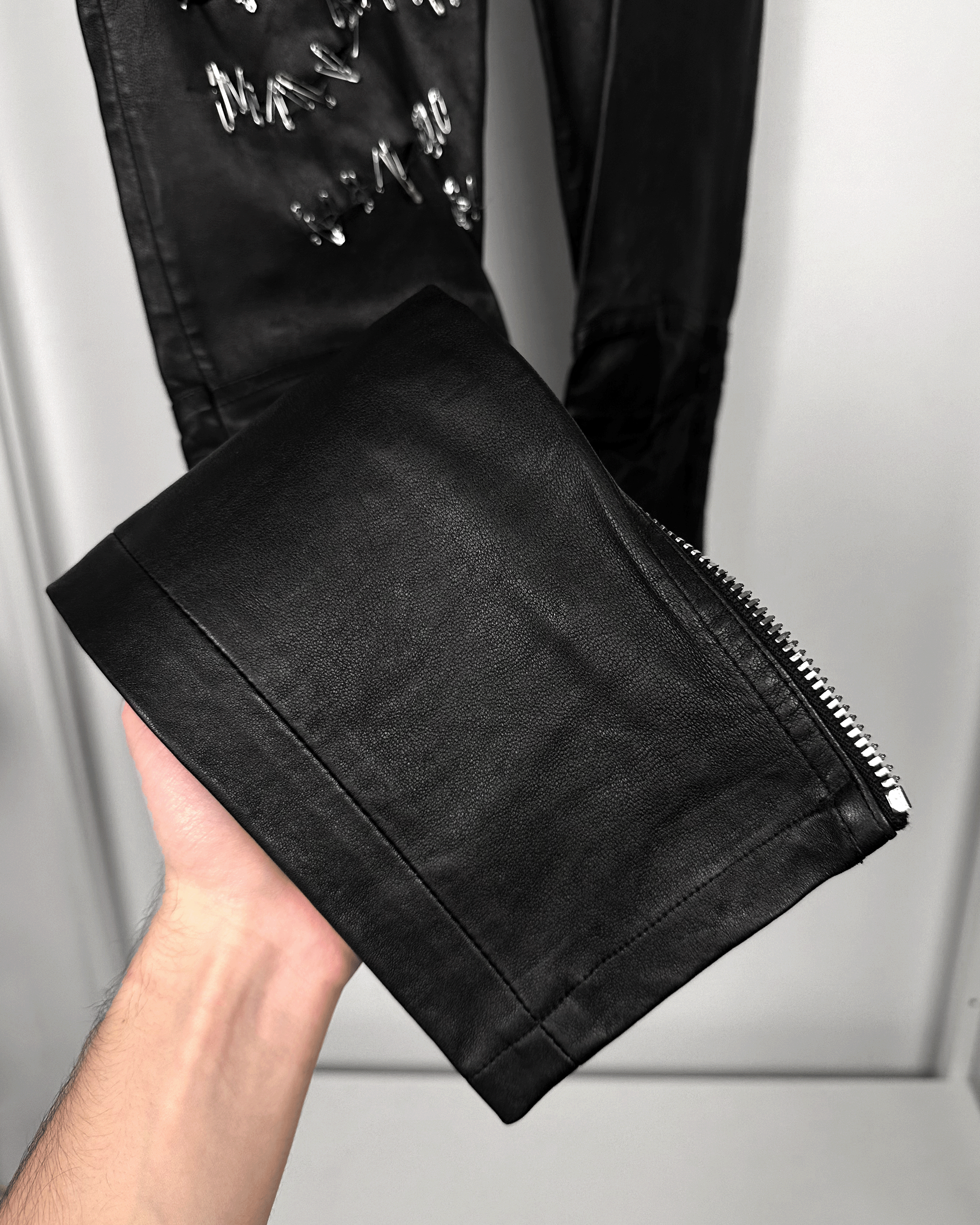 Balmain Balmain Christophe Decarnin Safety Pin Leather Biker Pants Size US 27 - 6 Thumbnail