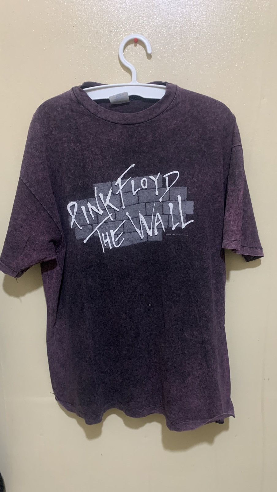 image of Vintage Pink Floyd The Wall 1982 Backstage Pass Design in Dark Purple, Men's (Size XL)