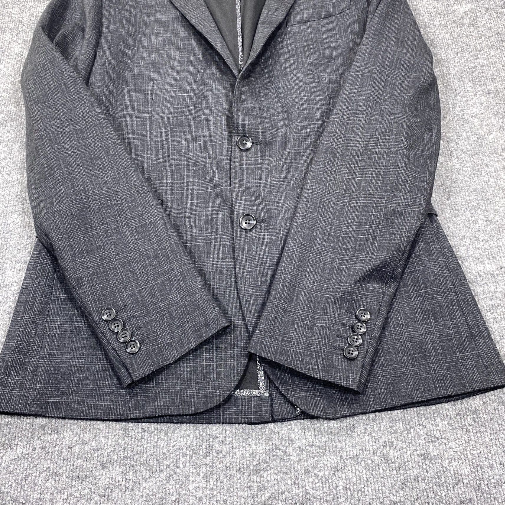 Vintage J Ferrar Blazer Mens M 38/40 Long Gray Check Slim Fit Two Button Suit Jacket Size 38R - 2 Thumbnail
