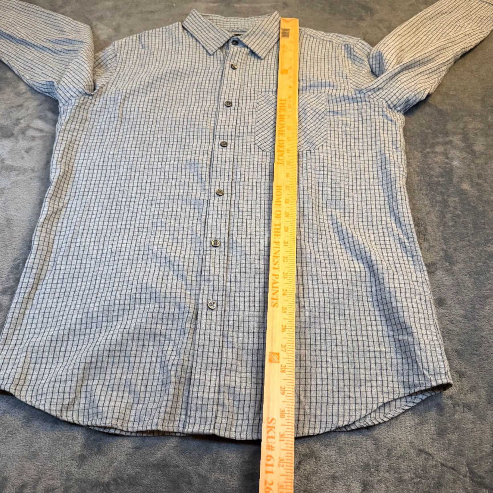 Banana Republic Banana Republic Shirt Button-Up Check Windowpane Cotton Mens Large Grey Navy Windowpane Check Shirt Mens Large Size US L / EU 52-54 / 3 - 7 Thumbnail