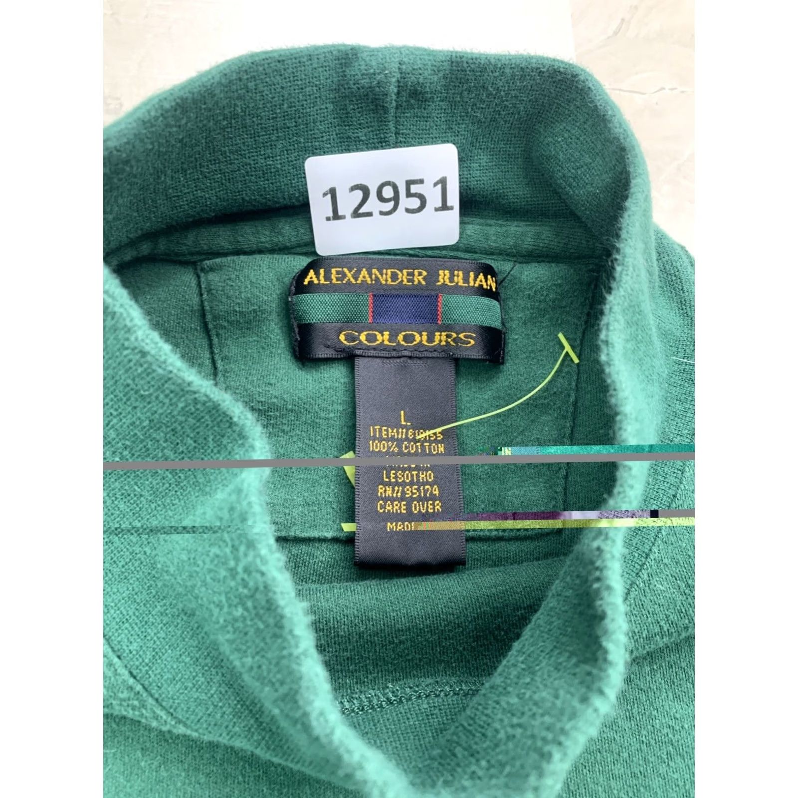 Alexander Julian VINTAGE Alexander Julian Colours Shirt Mens Large Green High Neck Logo Front 1990s Turtleneck Cotton Regular Long Sleeve Size US L / EU 52-54 / 3 - 4 Thumbnail