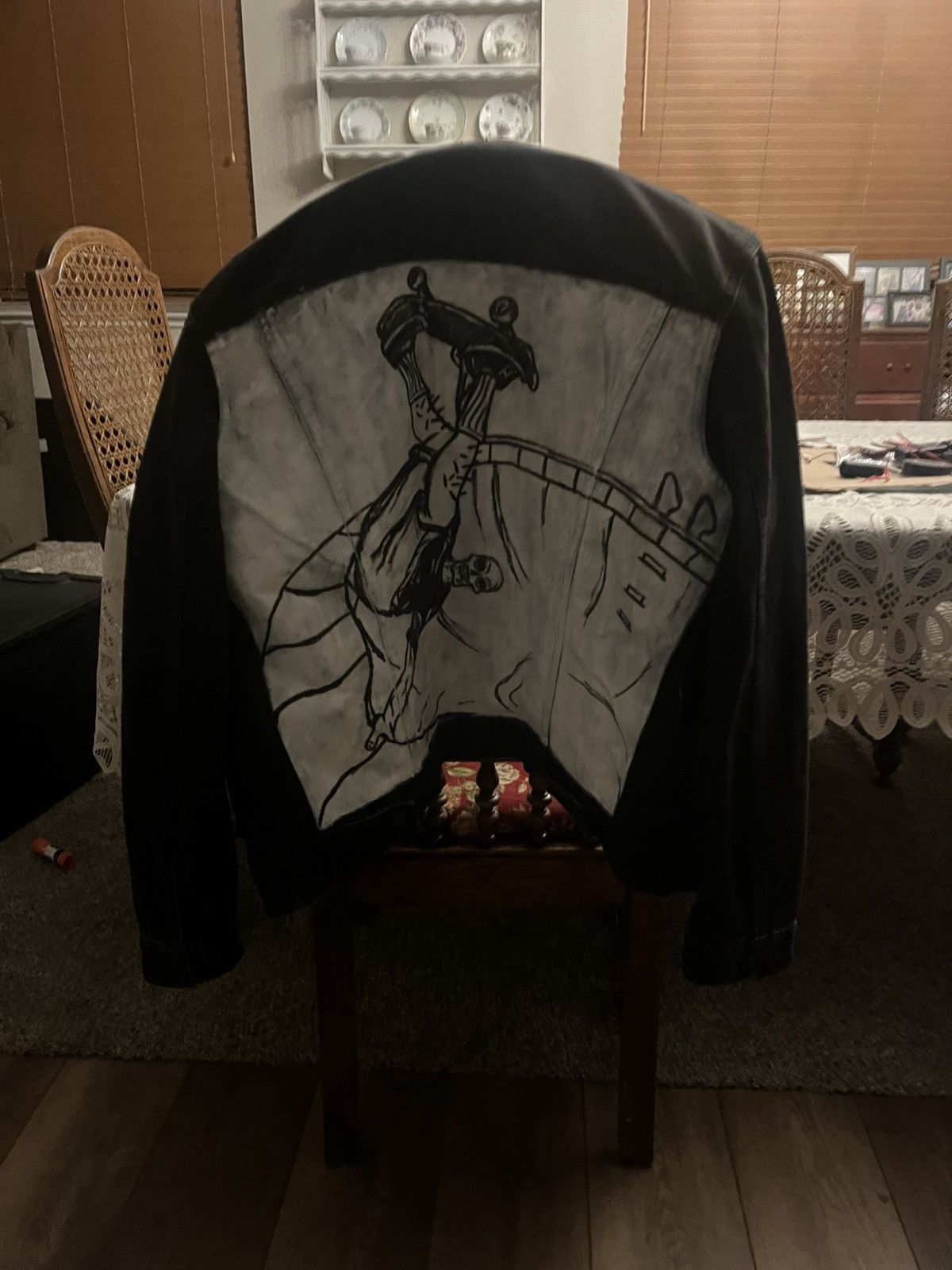 Levi's Handpainted custom unique jean jacket. Size US M / EU 48-50 / 2 - 7 Thumbnail