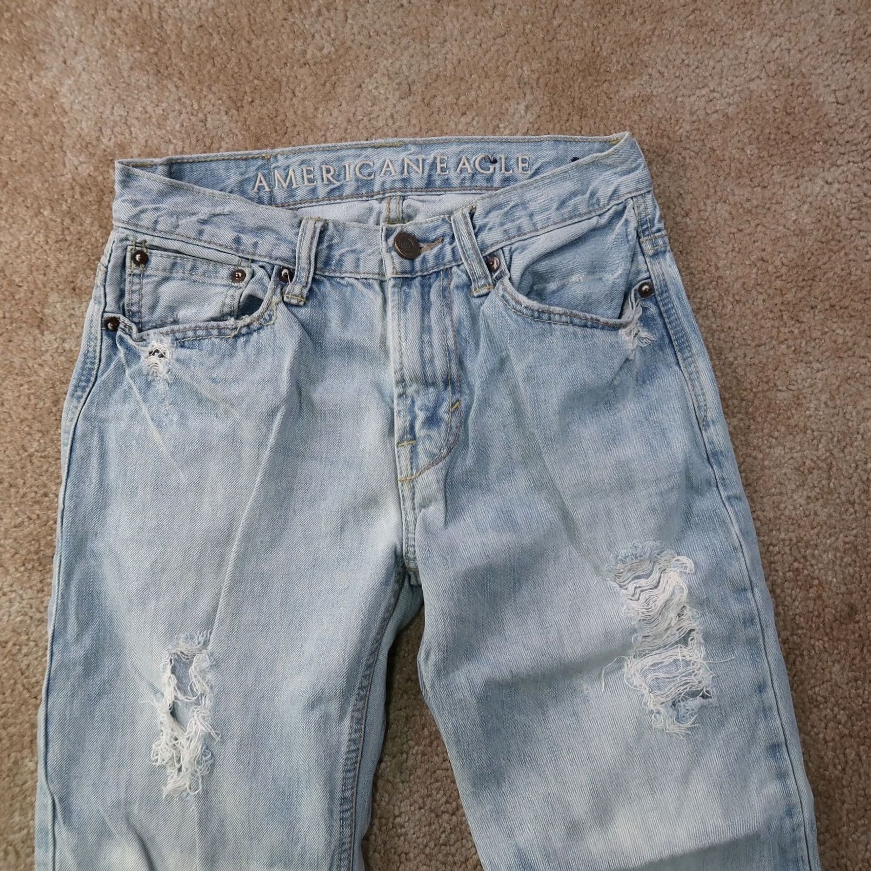 American Eagle Outfitters American Eagle Outfitters Jeans Men’s 26x28 Blue Denim Straight 5-Pocket Distressed Relaxed Low Rise Denim)$ Size US 26 / EU 42 - 5 Thumbnail