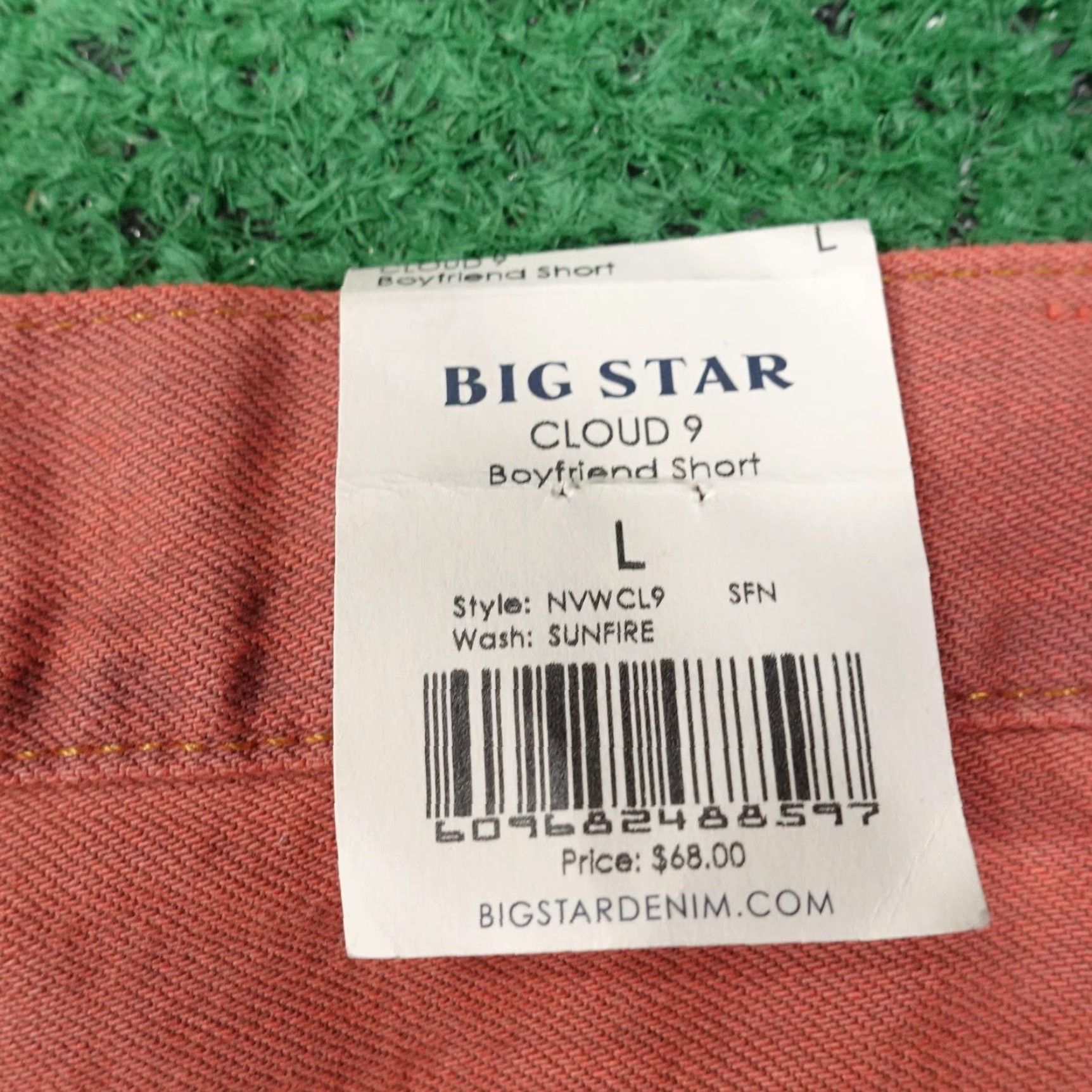 Denime BIG STAR Boyfriend Shorts Womens L Orange Denim Fringe 5-Pocket Zip Fly 35in Waist Summer Casual Womens Size 36" / US 14 / IT 50 - 5 Thumbnail