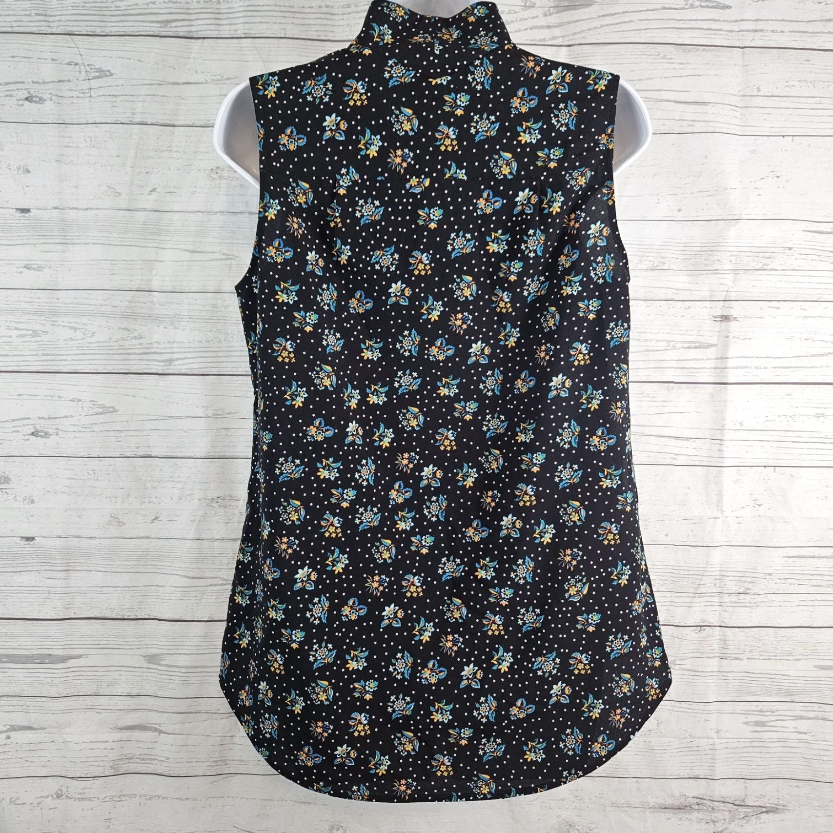 Vintage Cabi Blouse Shirt Womens Small Black Blue Floral Sleeveless Vintage No Size S / US 4 / IT 40 - 3 Thumbnail