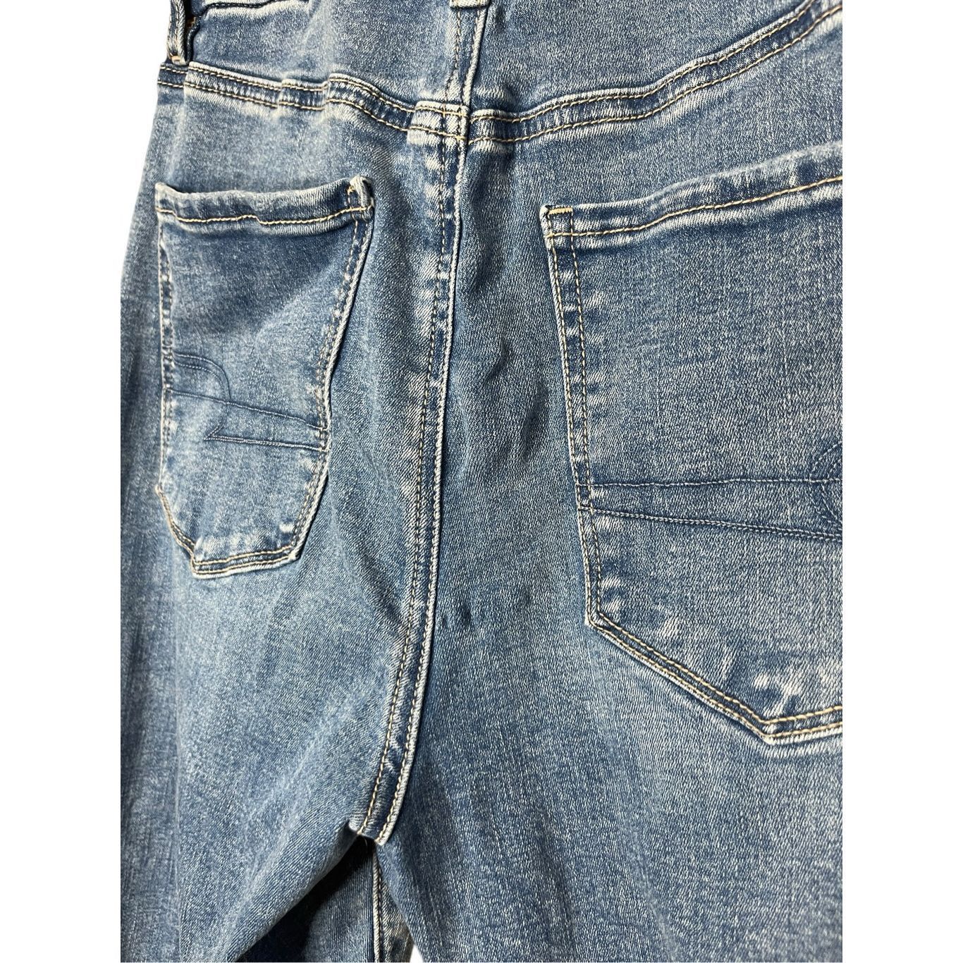 American Eagle Outfitters American Eagle Curvy Super High Rise Flare Distressed Jeans Size 28" / US 6 / IT 42 - 8 Thumbnail