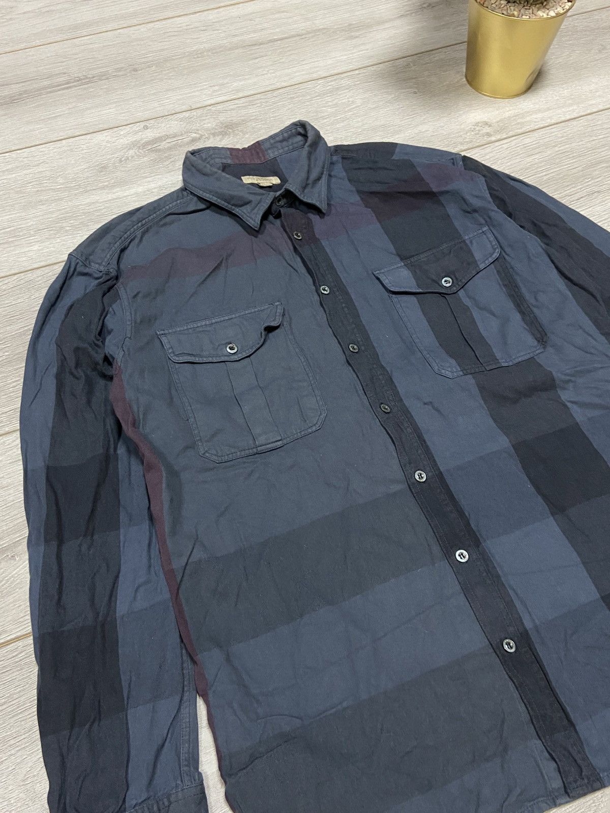 Burberry Burberry Brit shirt nova check dark blue overprint vintage Size US XL / EU 56 / 4 - 10 Thumbnail