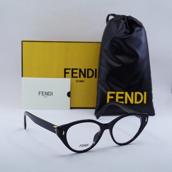 Fendi Fendi FE50020I 001 Eyeglasses Shiny Black 53mm Cat Eye Frame Size ONE SIZE - 1 Thumbnail