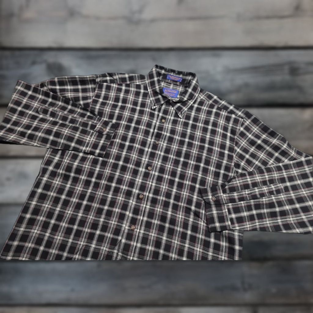 Pendleton VINTAGE Pendleton Wool Shirt Men L Black Plaid 90s Button-Down Collared Long Sleeve Wool Shirt Size US L / EU 52-54 / 3 - 1 Thumbnail