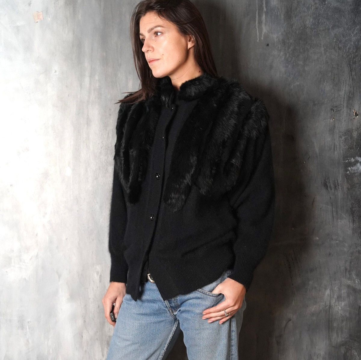 Other 🔴Jacket Rabbit Trim Cardigan Winter Pattern Nice Design Size M / US 6-8 / IT 42-44 - 1 Thumbnail