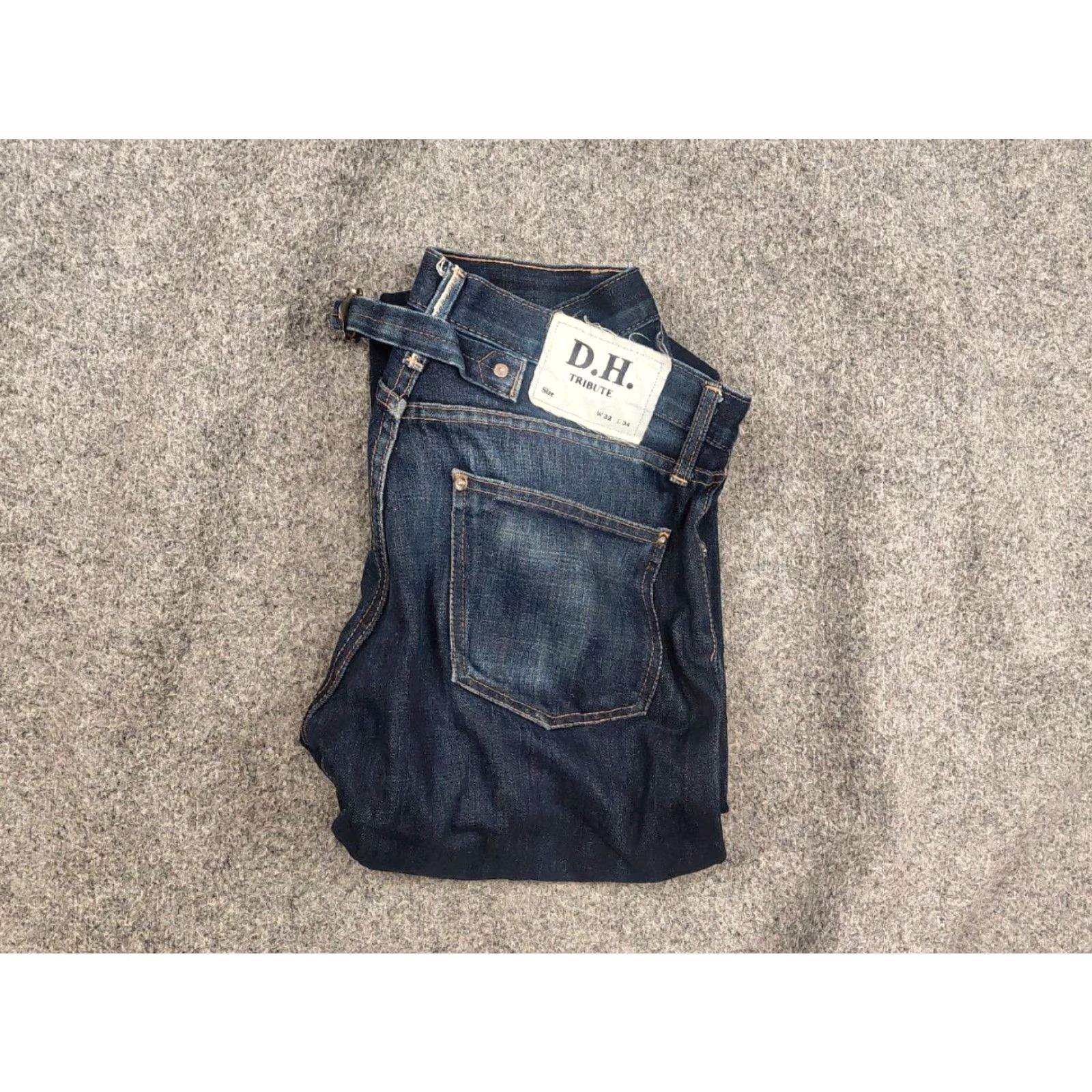 Denime Vintage D.H. Tribute Japanese Selvedge Faded Denim Jeans Men 32 Blue 5-Pocket Design Regular Straight 90s Japan PMID Size US 32 / EU 48 - 2 Thumbnail