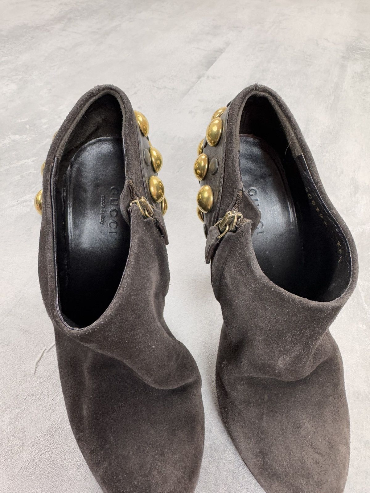 Gucci Gucci Suede Heels Leather Brown Studded Shoes 208394 Size US 6 / IT 36 - 14 Thumbnail