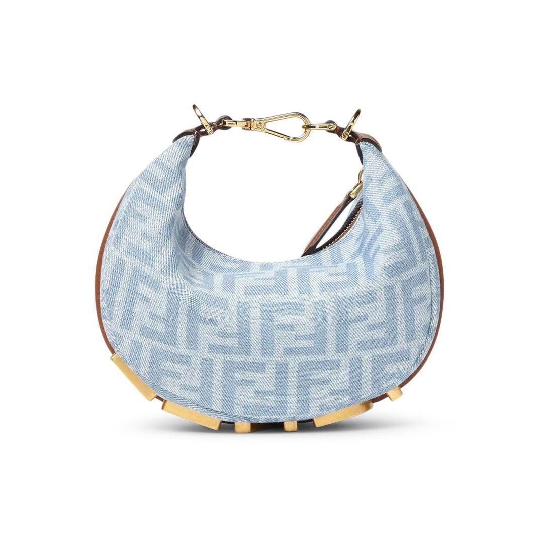 Fendi FENDI Fendigraphy Mini $2350 Light Blue FF Denim Top Handle Size ONE SIZE - 1 Thumbnail