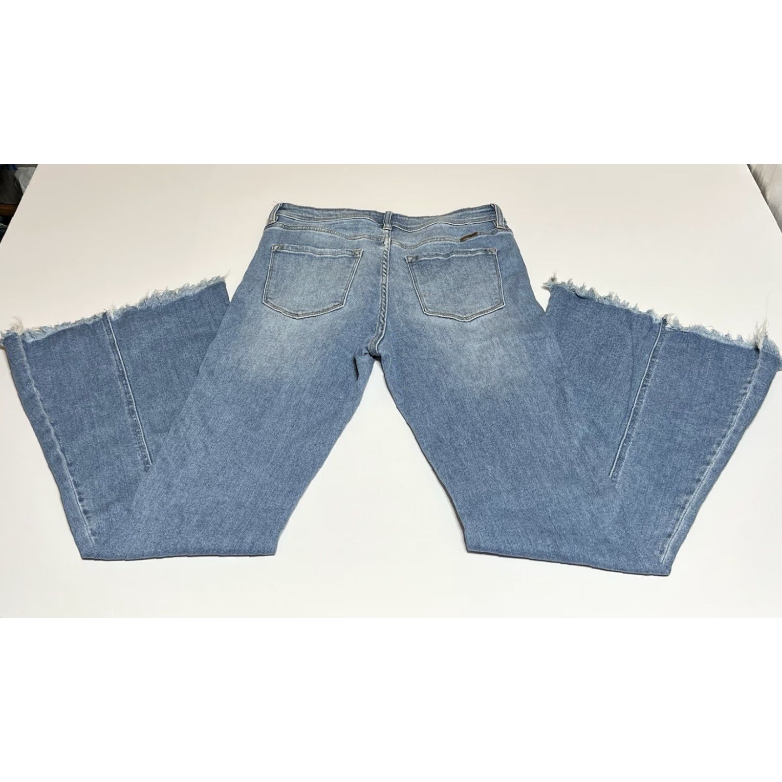 Vintage VINTAGE: No KanCan Jeans Front Seam High Rise Raw Hem Flare Blue 28x31 Women’s Regular Size 28 Bohemian 90s Pants Mens Womens Size 28" / US 6 / IT 42 - 2 Thumbnail