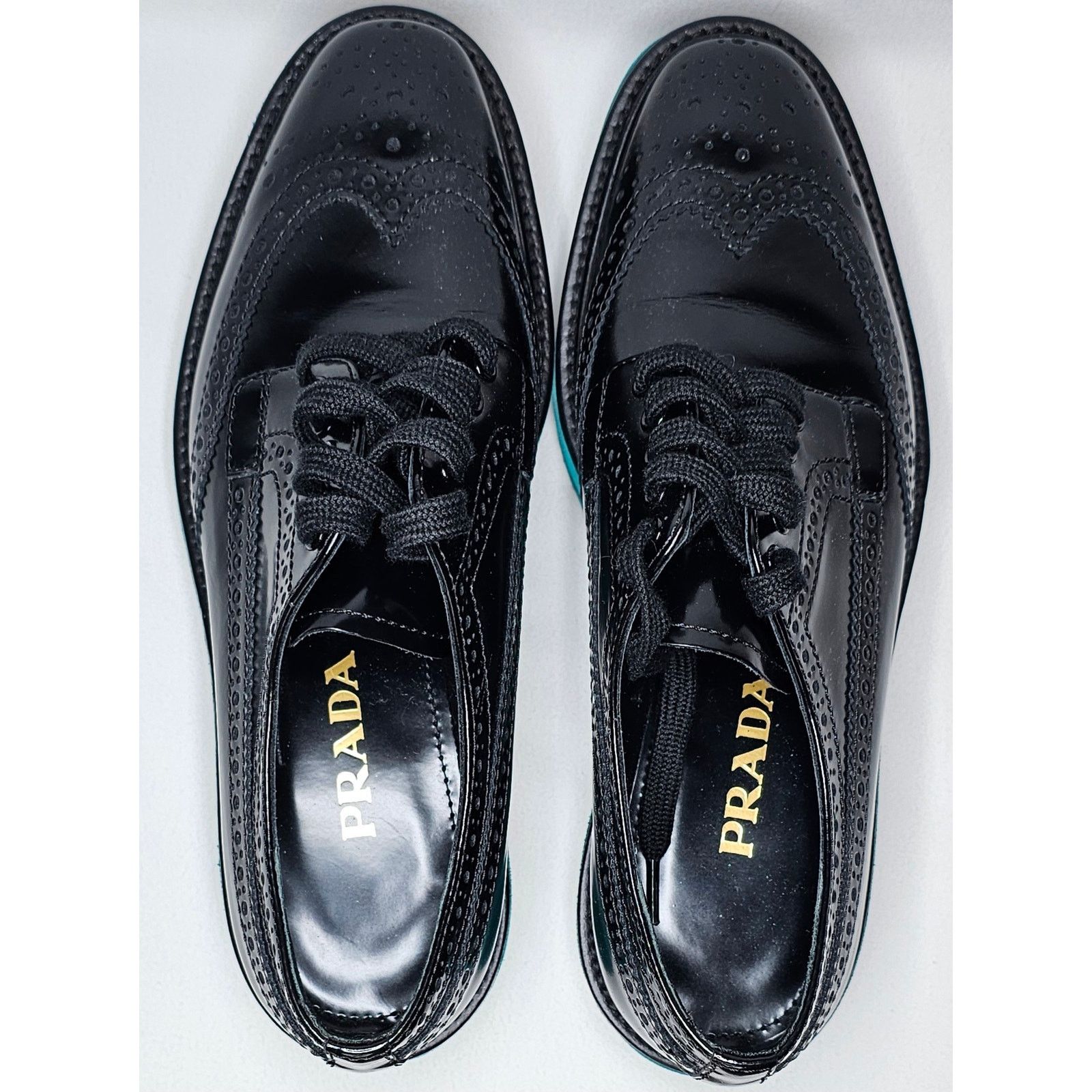 Prada Authentic Prada Black Leather Oxford Platform Size US 5.5 / IT 35.5 - 2 Thumbnail
