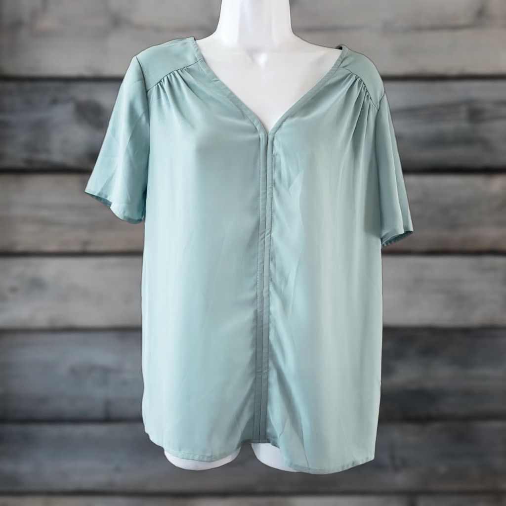 Doublet Pleione Womens Top Sz S Solid Blue Short Sleeve V-Neck Shirt Blouse Womens Size S / US 4 / IT 40 - 1 Thumbnail
