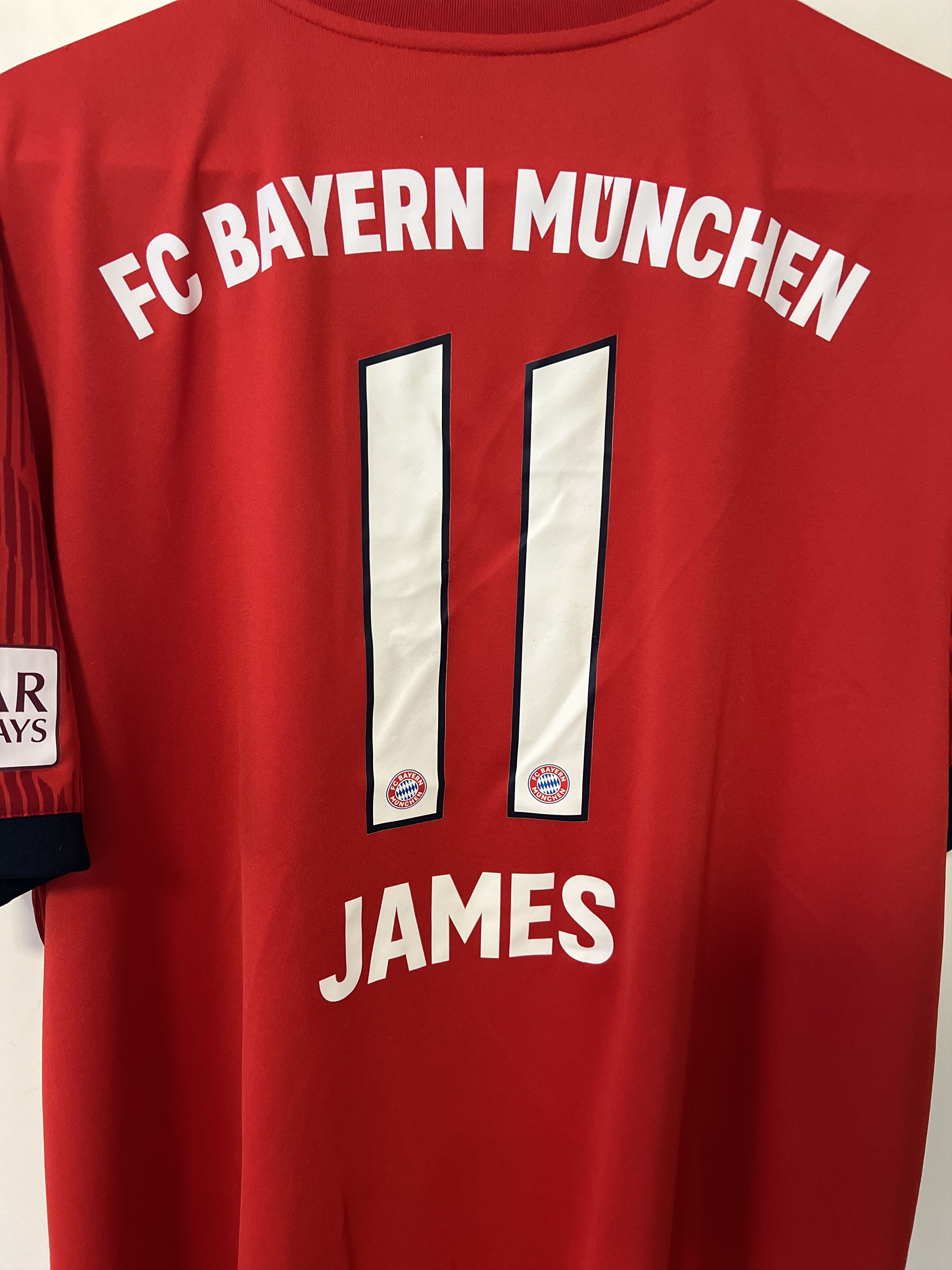 Adidas 2018-19 FC BAYERN MUNCHEN HOME #11 JAMES FOOTBALL Kit SHIRT Size US XXL / EU 58 / 5 - 14 Thumbnail