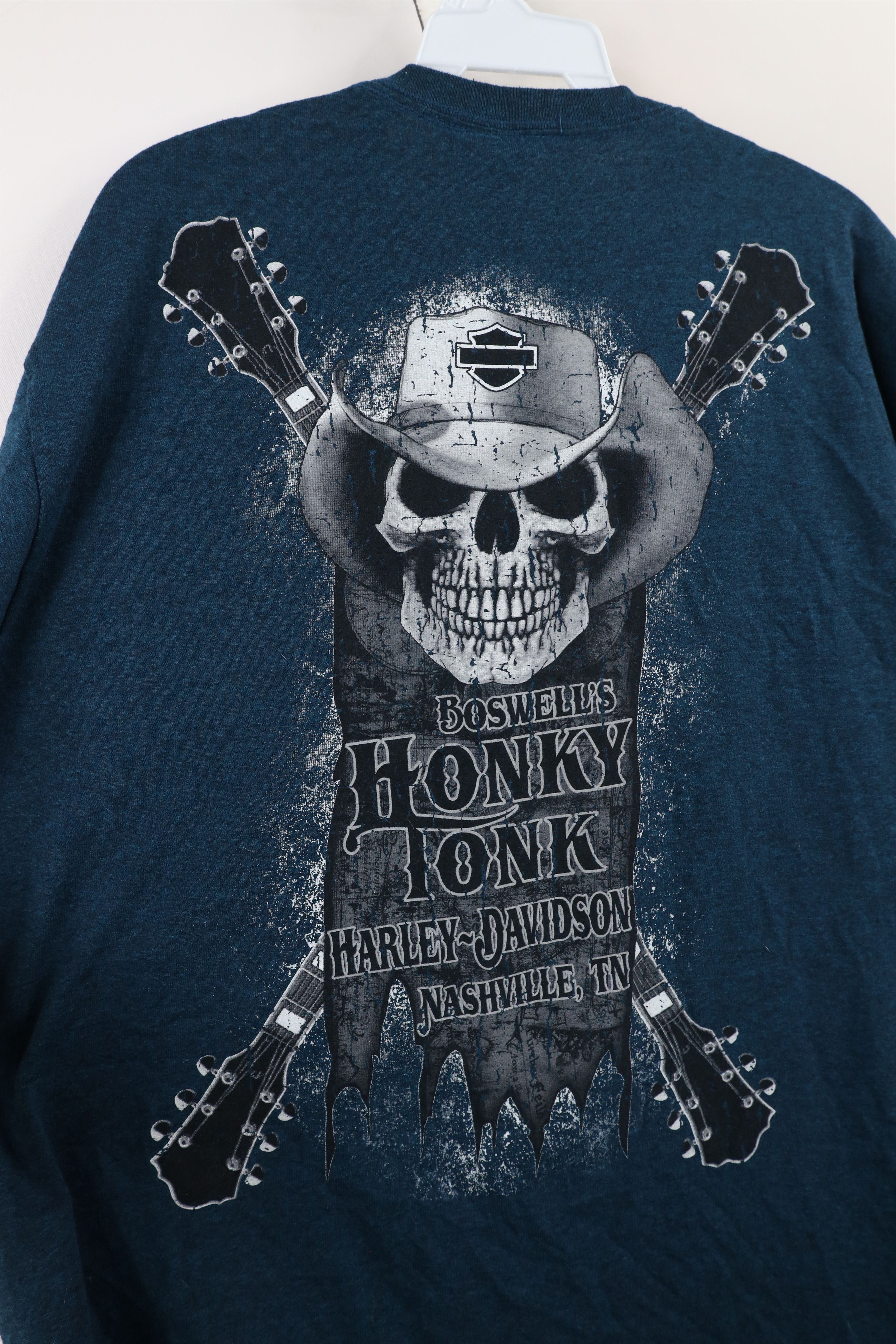 Harley Davidson × Vintage Vintage Y2K Harley Davidson Guitar Fire Flames T-Shirt Blue Size US L / EU 52-54 / 3 - 9 Thumbnail