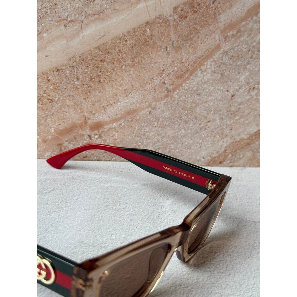 Gucci NEW Gucci GG2116S Brown Cat Eye Striped Sunglasses $440 Size ONE SIZE - 6 Thumbnail