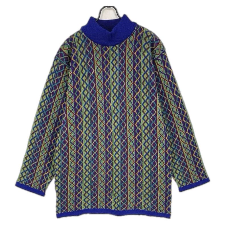 Kenzo KENZO Checkered knit color clash turtleneck sweater knitwe Size M / US 6-8 / IT 42-44 - 2 Thumbnail