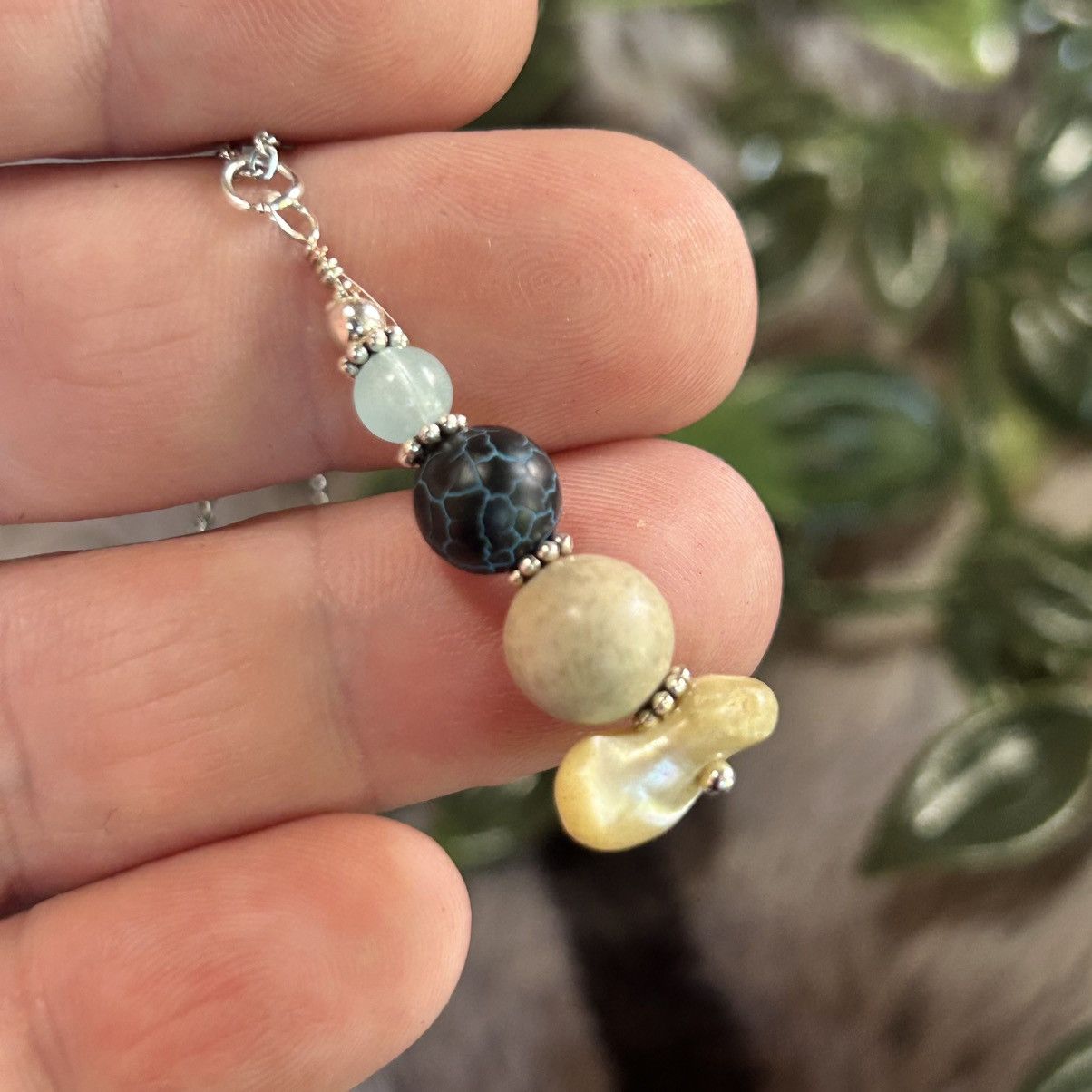 Handmade Handcrafted elegant genuine stone pendant on chain necklace Size ONE SIZE - 1 Thumbnail