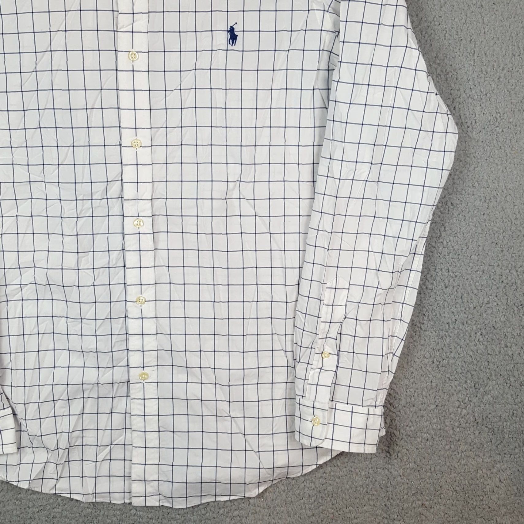 Ralph Lauren VINTAGE Ralph Lauren Men's Button-Down Shirt XL White Checked Collared Preppy Casual Workwear 90s Size 46R - 3 Thumbnail