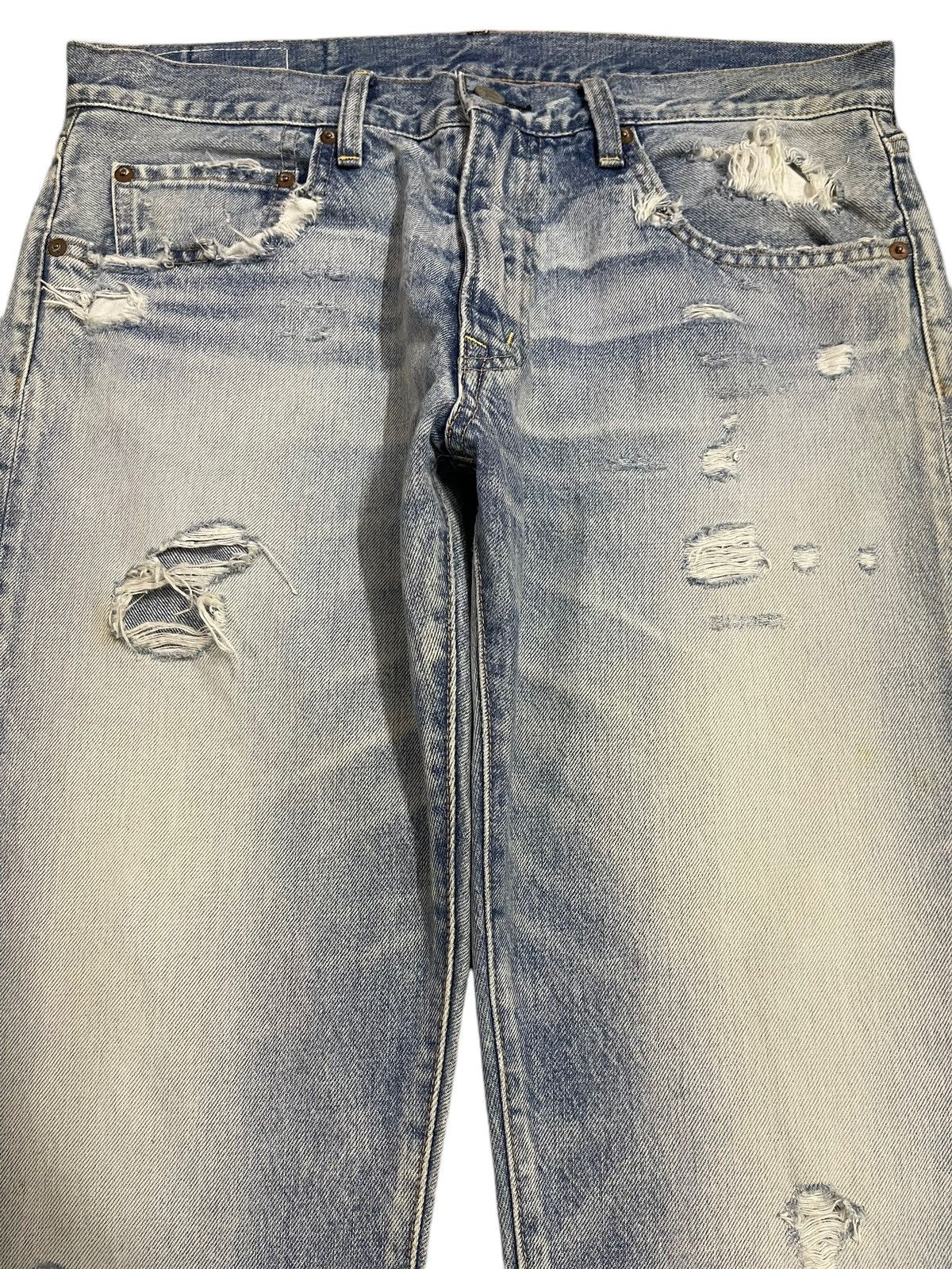 14th Addiction Vintage Japanese R.N.A Blue Bleached Distressed Loose Jeans Size US 34 / EU 50 - 3 Thumbnail