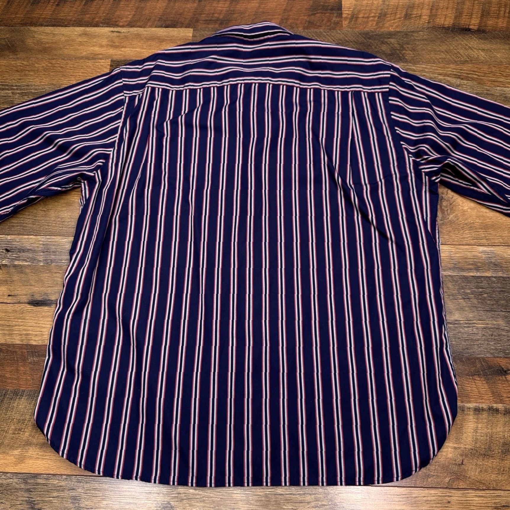Vintage Paul Fredrick Shirt Mens XL Navy Striped Button-Up Long Sleeve Collared Classic All Seasons Knit Cotton Button-Down Casual Workwear Size US XL / EU 56 / 4 - 4 Thumbnail