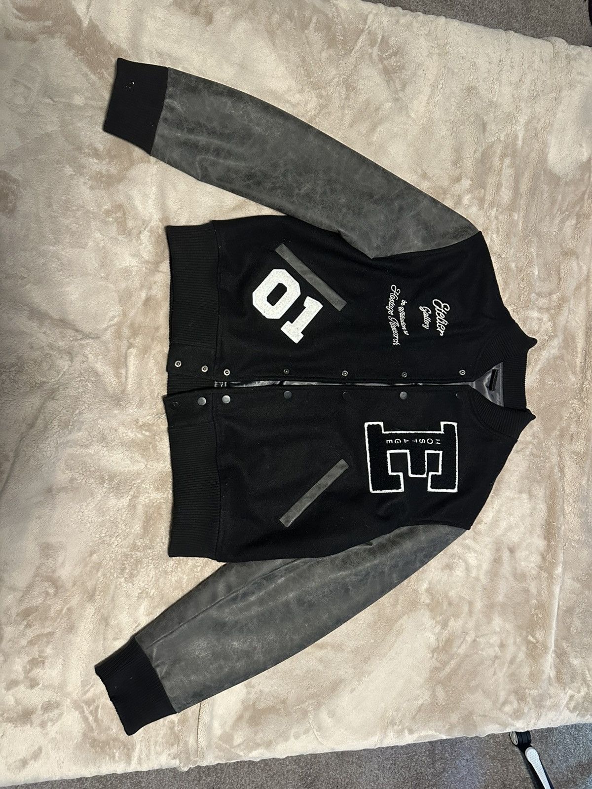 Etelier Gallery x Hostage Oil Stained Letterman Jacket