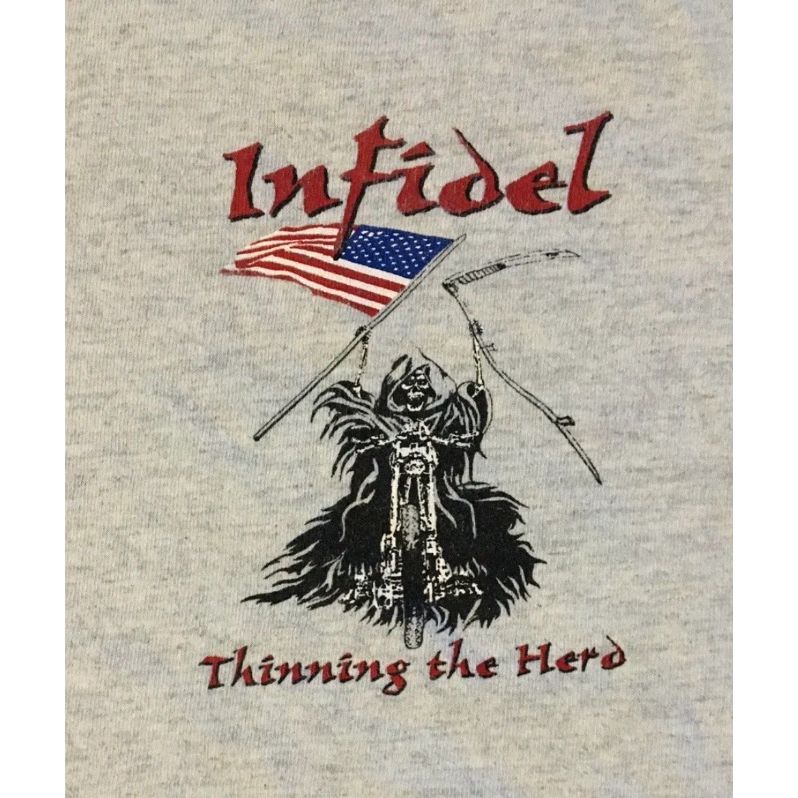Vintage Vtg Infidel Thinning The Herd Skull Shirt XL Army Biker Grunge Punk 90s Size US XL / EU 56 / 4 - 4 Thumbnail