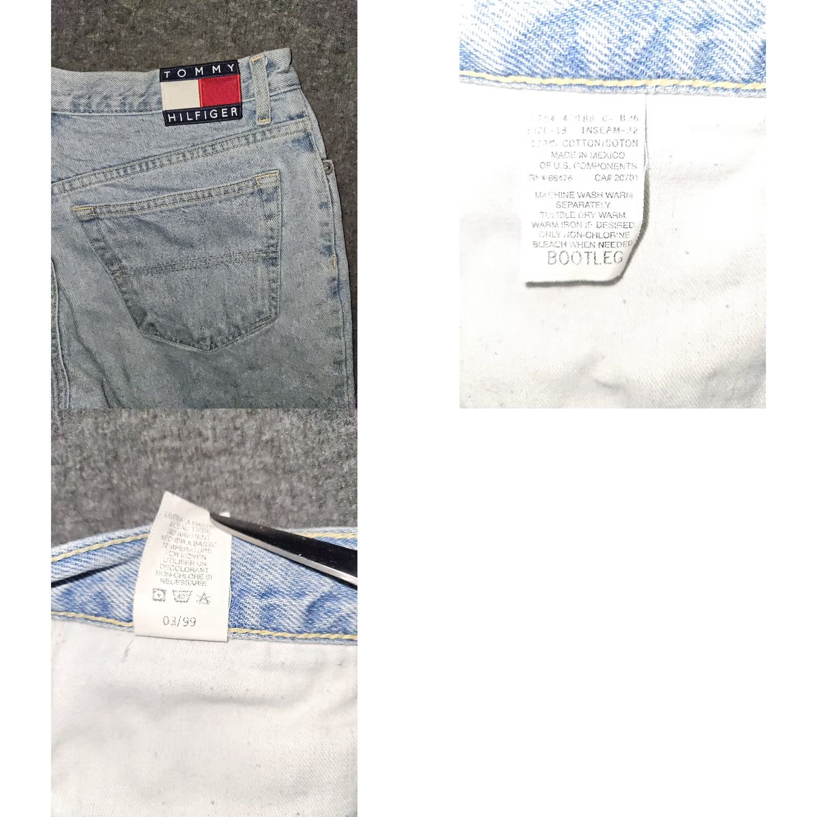 Tommy Hilfiger VINTAGE Tommy Jeans 13 Capri Cropped High Rise Distressed 90's Grunge Blue Womens Size 34" / US 12 / IT 48 - 8 Thumbnail