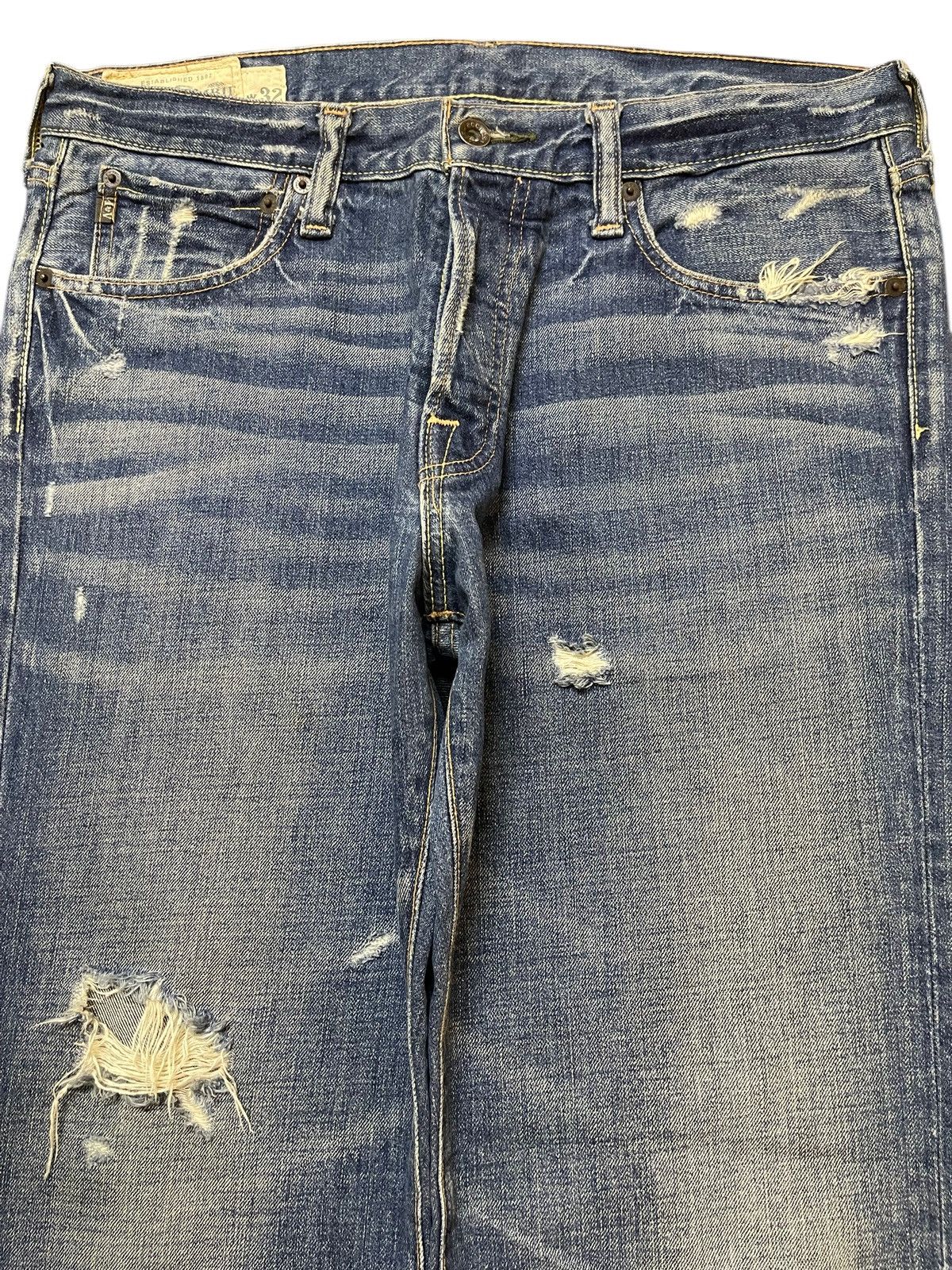 Abercrombie & Fitch Vintage Abercrombie & Fitch Blue Wash Distressed Baggy Jeans Size US 35 - 3 Thumbnail