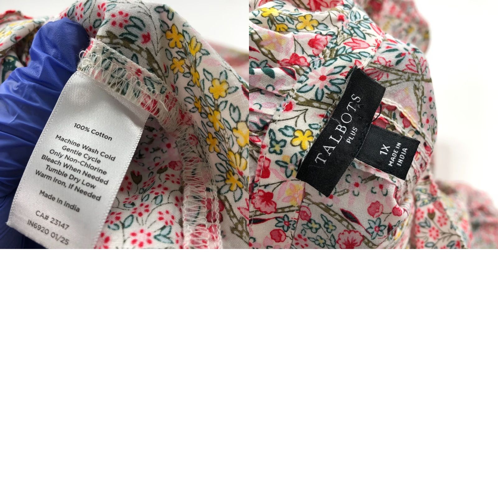 Talbots Talbots Plus 1X Button Long Sleeve Shirt Floral White Size XL / US 12-14 / IT 48-50 - 8 Thumbnail