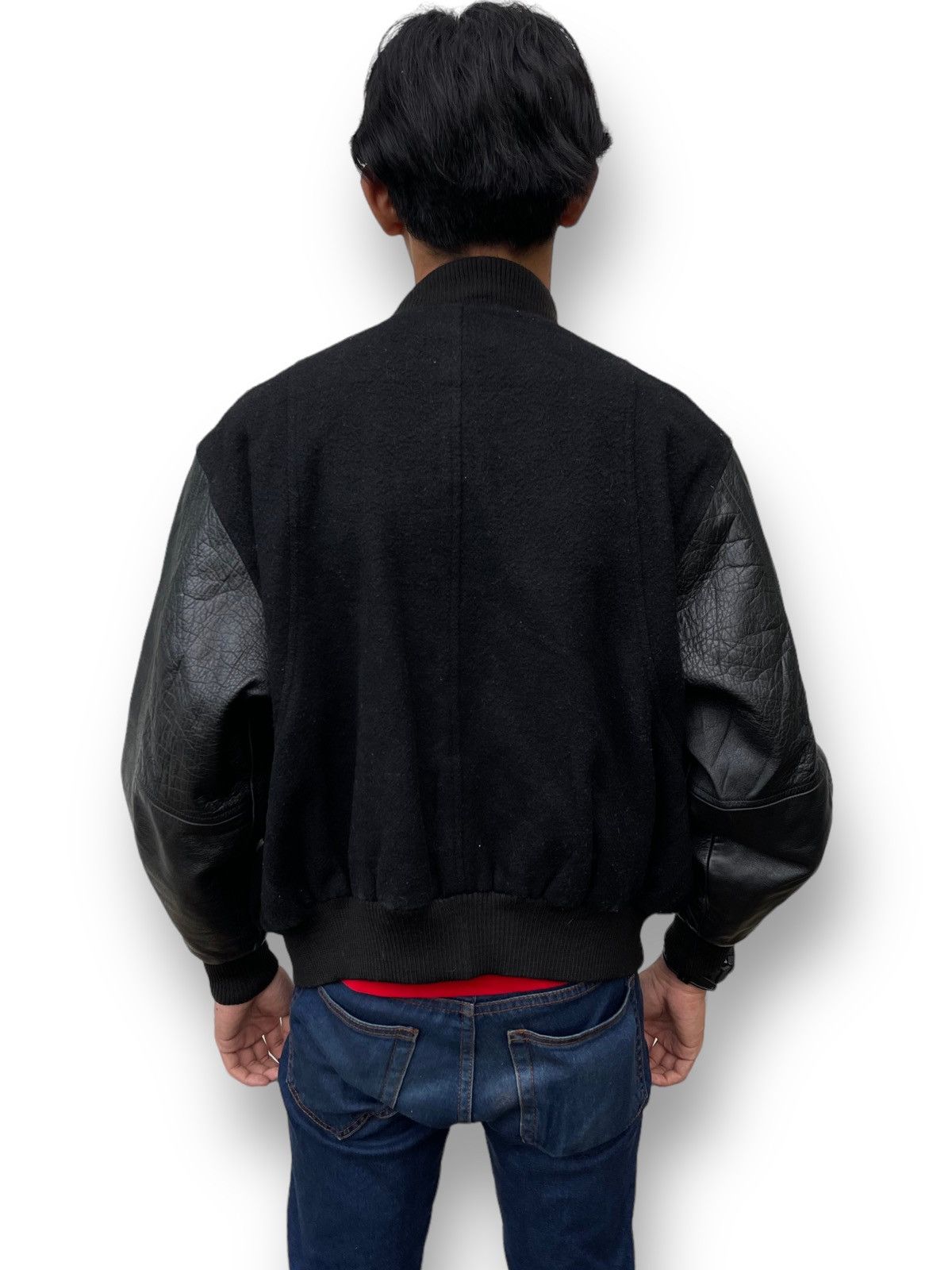 Issey Miyake 🔥Vintage 80's Steam Boat Japan Leather Sleeve Bomber Jacket Size US M / EU 48-50 / 2 - 5 Thumbnail