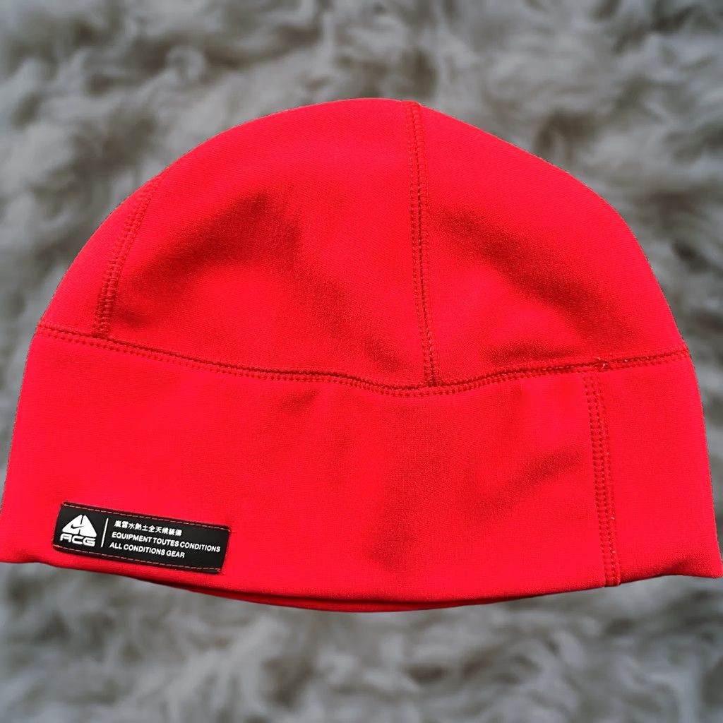 Nike VINTAGE Nike ACG Beanie Hat Skull Cap Softshell Red Winter OSFM Unisex Adults Knit Hat Adidas Size ONE SIZE - 1 Thumbnail