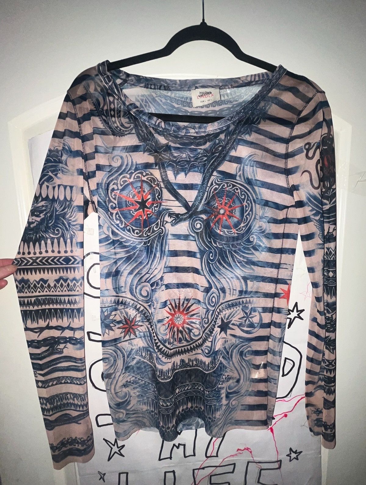 Jean Paul Gaultier Jean Paul Gaultier × Lindex Tattoo Mesh Longsleeve Size S / US 4 / IT 40 - 4 Thumbnail