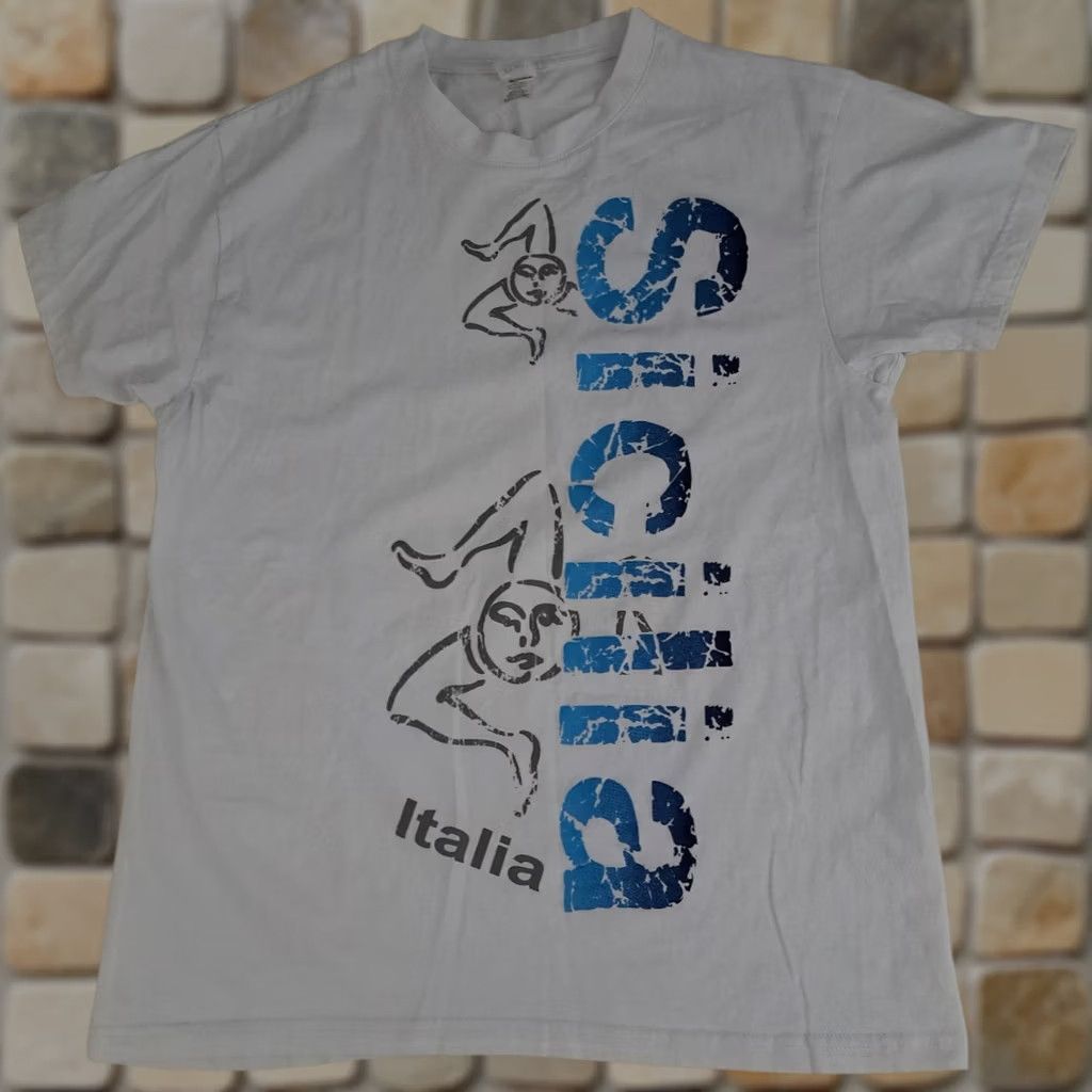 Vintage VINTAGE Sicilia, Italy T-Shirt White L Women Short Sleeve Crew Neck Me Canvas Cotton 25in long 19in pit to pit Winter Spring Summer Ronaldo? Size L / US 10 / IT 46 - 1 Thumbnail