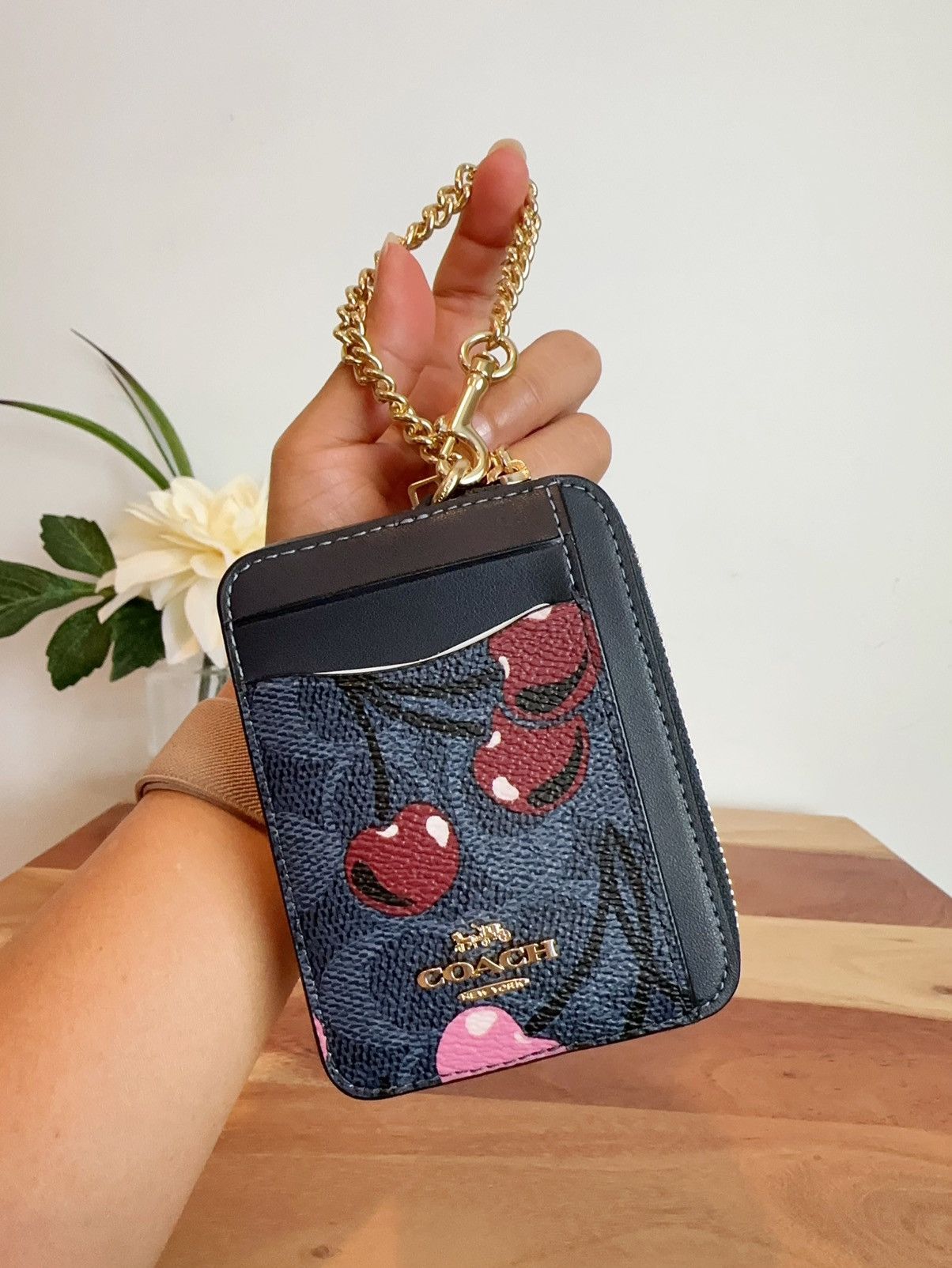 Coach Coach Zip Card Case In Signature Canvas With Cherry Print Size ONE SIZE - 2 Thumbnail