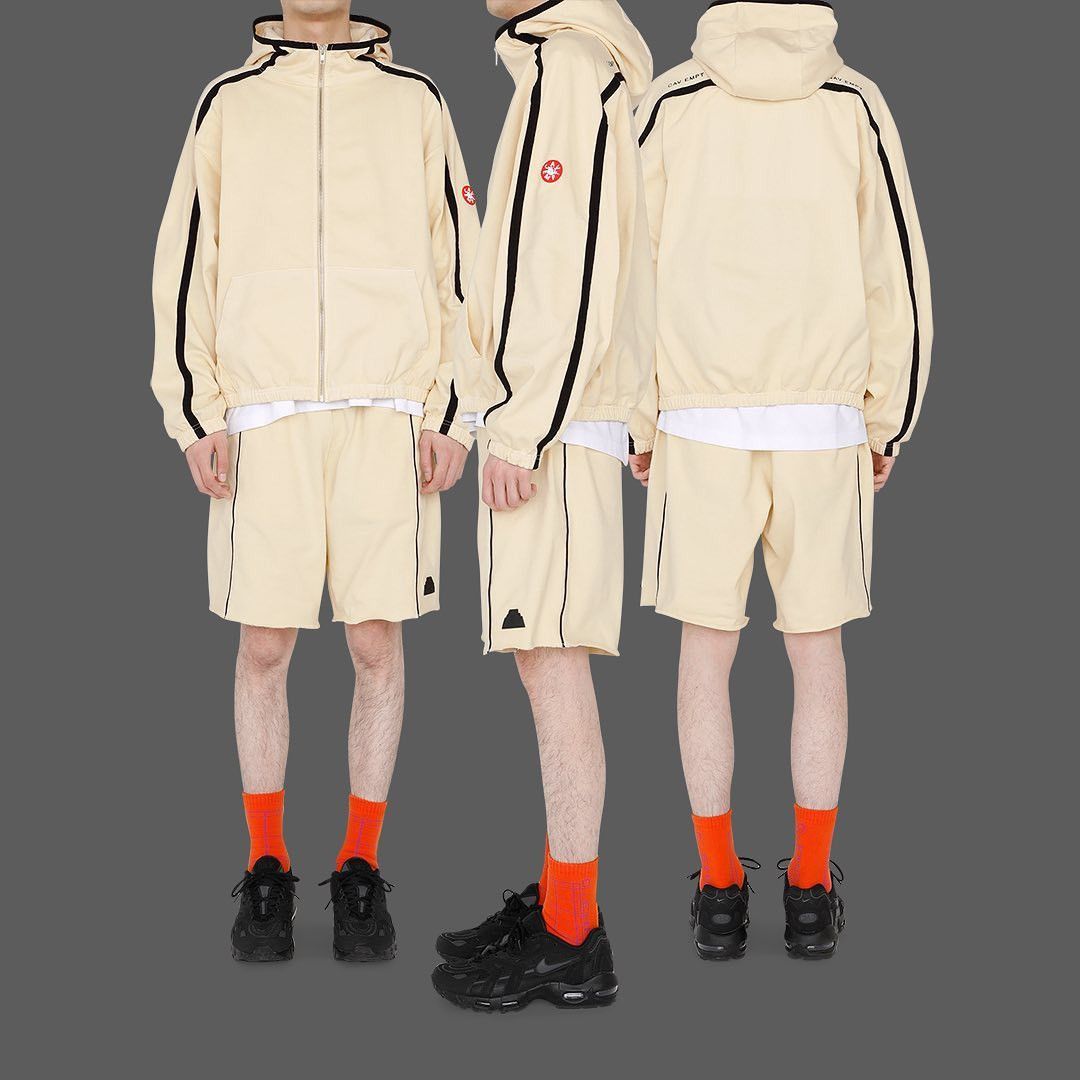 image of Cav Empt Overdye Taped Light Zip Hoody in Yellow, Men's (Size Medium)