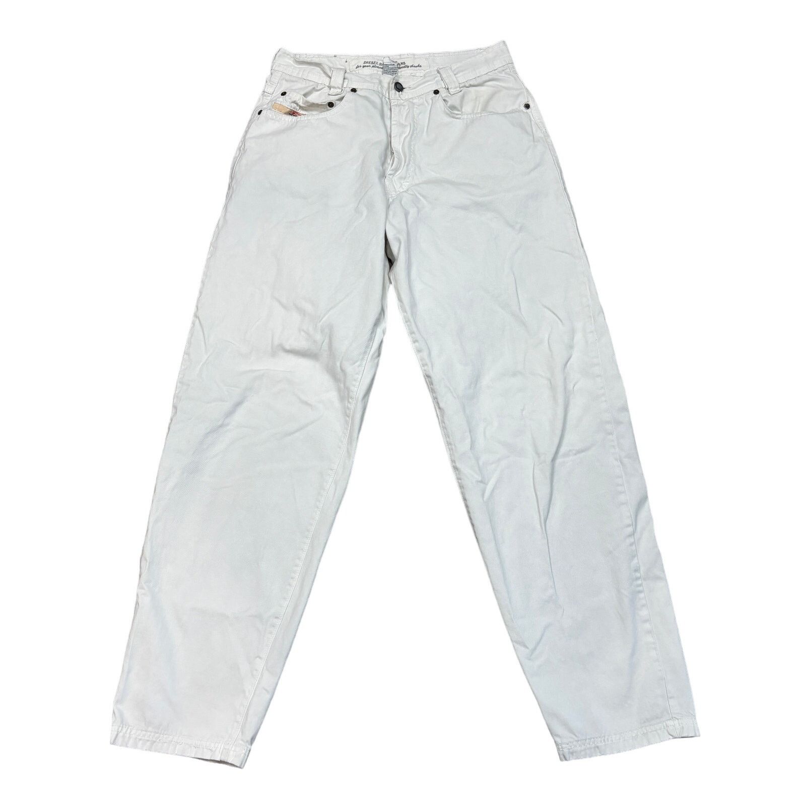 VTG Diesel Saddle Basic Tapered White Denim Jeans Mens 32x32