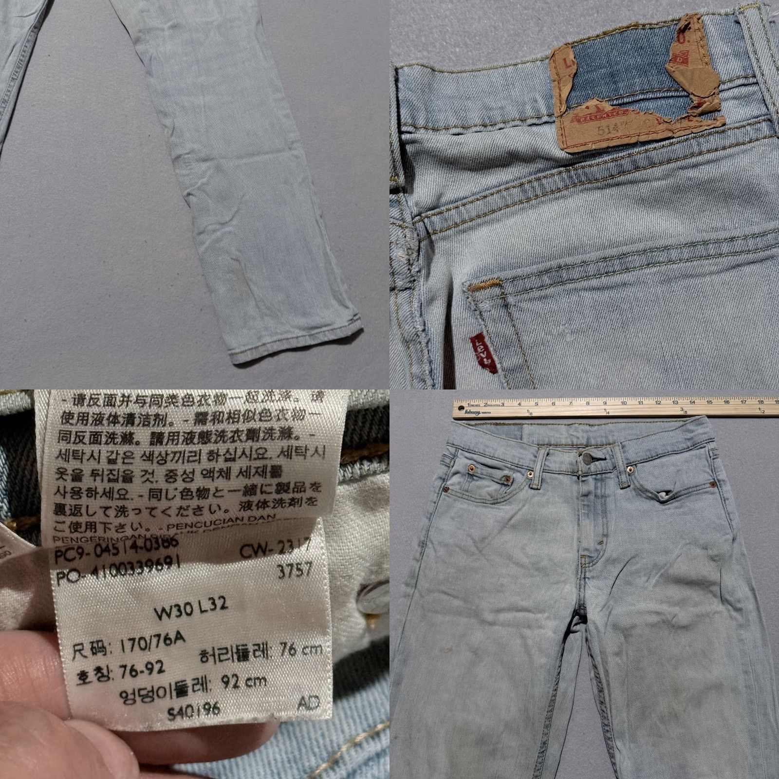 Levi's Levi’s 514 Jeans Men Blue Denim Classic Straight Fit Zip Fly Distressed 30x32 - Jeans Color: Blue Mens Size US 30 / EU 46 - 8 Thumbnail