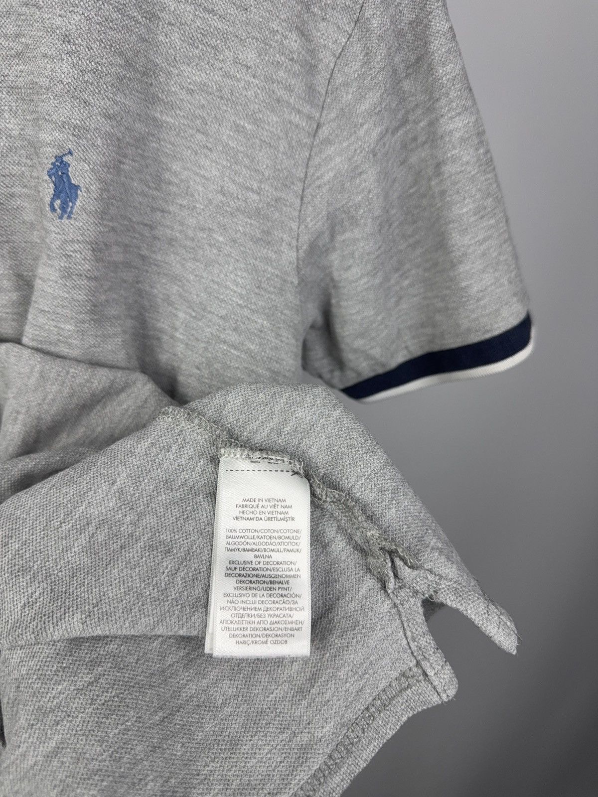 Polo Ralph Lauren Y2K 00s Ralph Lauren Custom Slim Fit Polo Grey Navy Trim L Size US L / EU 52-54 / 3 - 9 Thumbnail