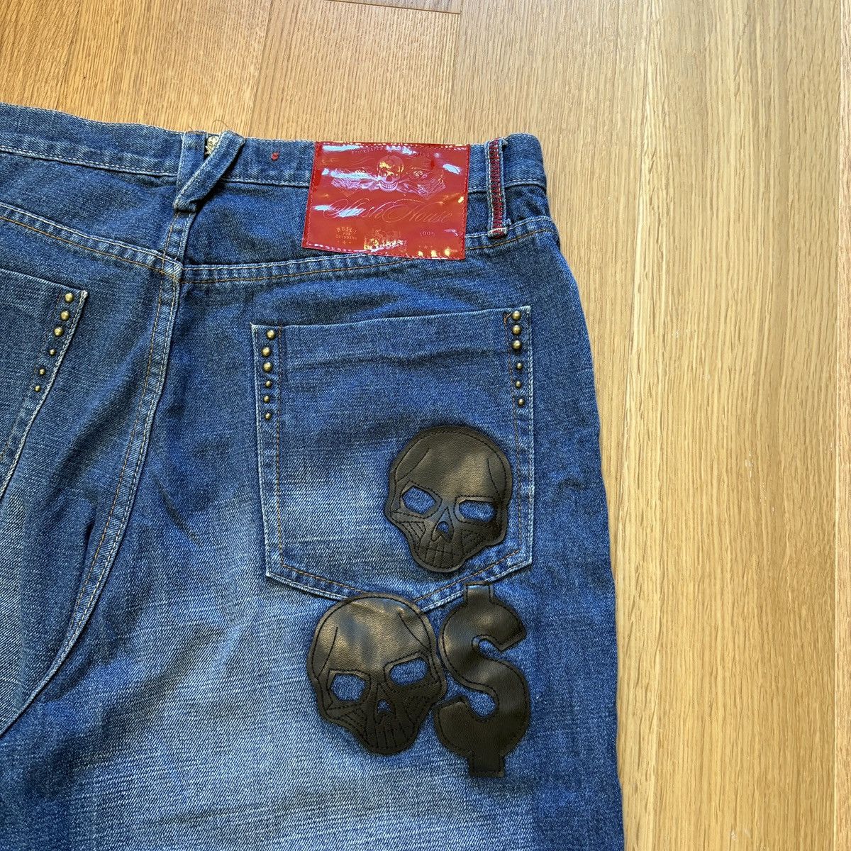 Other Y2K Stash House Blue Denim Skull Embroidered Baggy Jorts Size US 36 / EU 52 - 2 Thumbnail